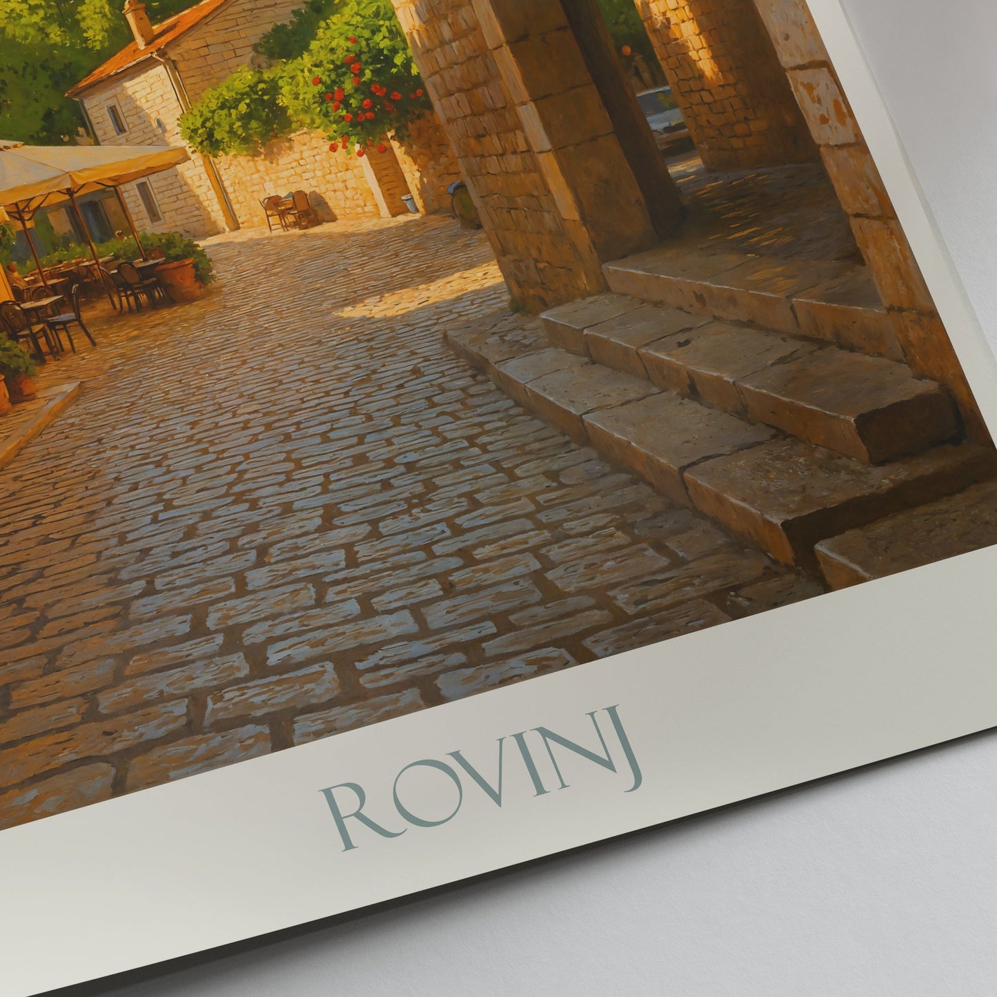 Rovinj Travel Poster, Charming Old Town Street | Croatia Art Print | Mediterranean Decor Gift