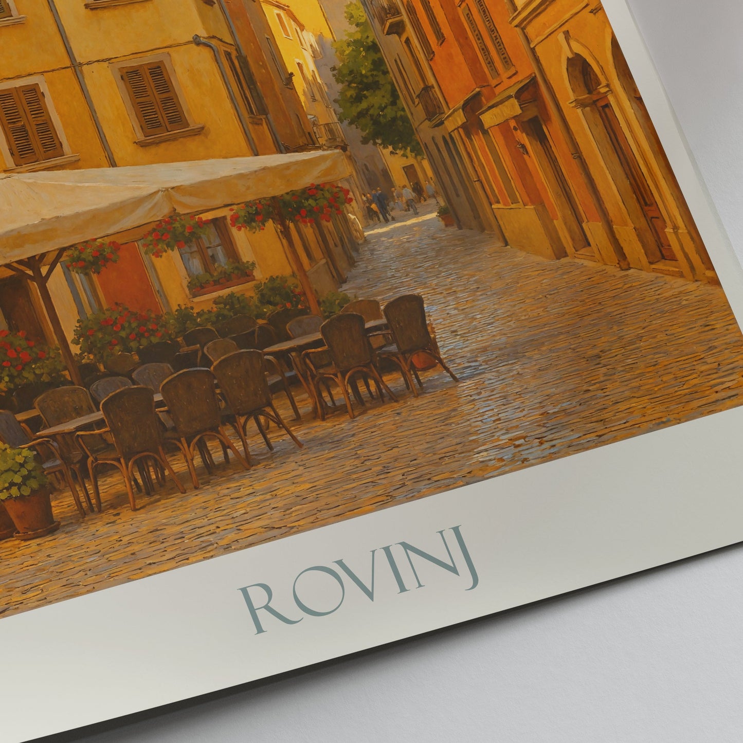 Rovinj Travel Poster | Old Town Street Scene Art Print | Croatia Vacation Wall Decor | Mediterranean Home Gift