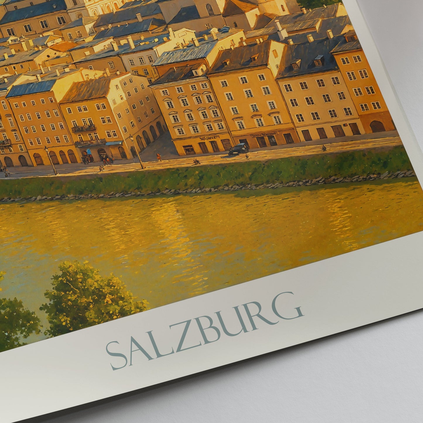 Salzburg Travel Poster, Austria Cityscape Wall Art | Hohensalzburg Fortress Print | European Home Decor & Gift