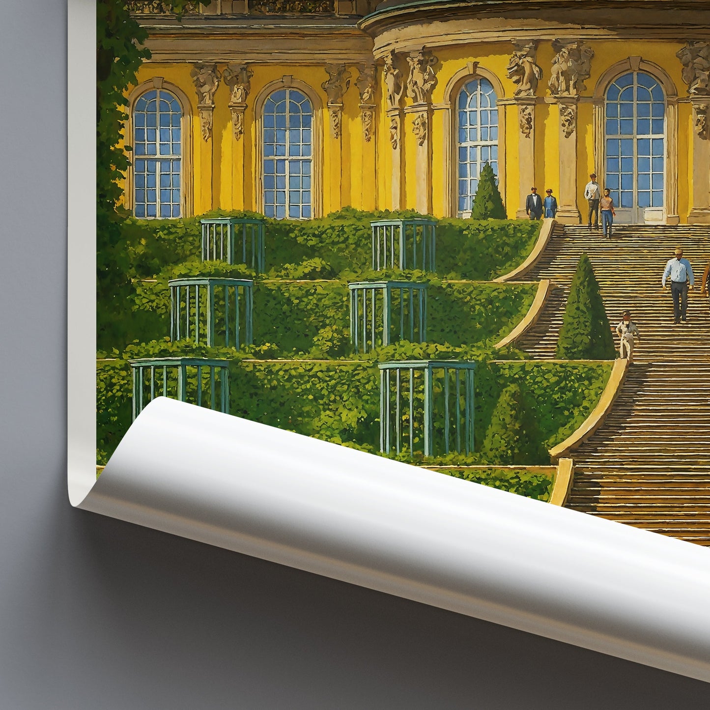 Sanssouci Palace Potsdam Travel Poster | Germany Grand Gardens Art Print | Historic Rococo Architecture Wall Decor