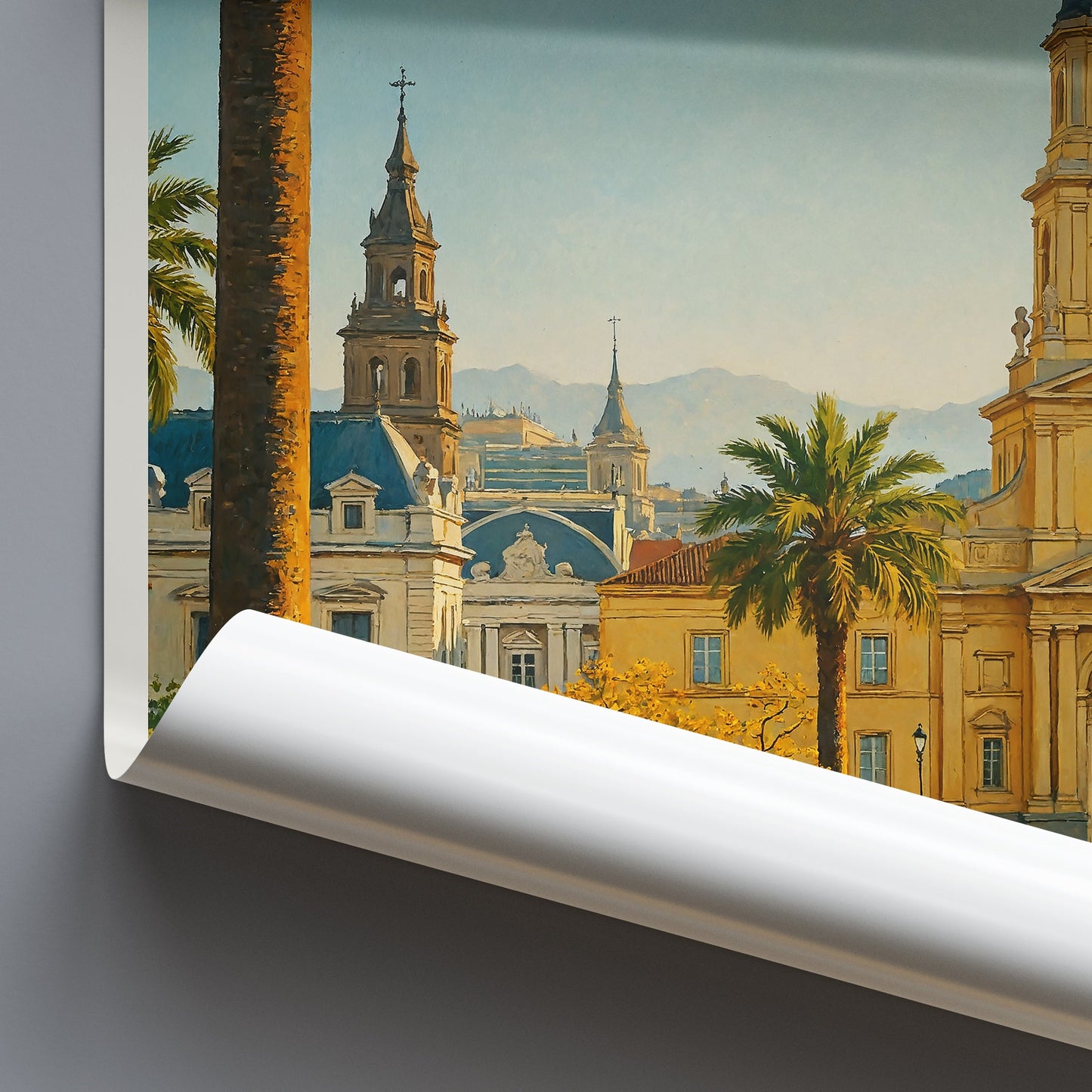 Santiago Chile Travel Poster, Plaza de Armas ~ Vibrant Cityscape Art Print | South America Home Decor | Unique Vacation Gift
