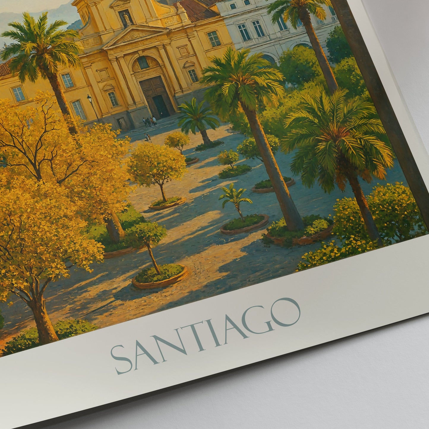 Santiago Chile Travel Poster, Plaza de Armas ~ Vibrant Cityscape Art Print | South America Home Decor | Unique Vacation Gift