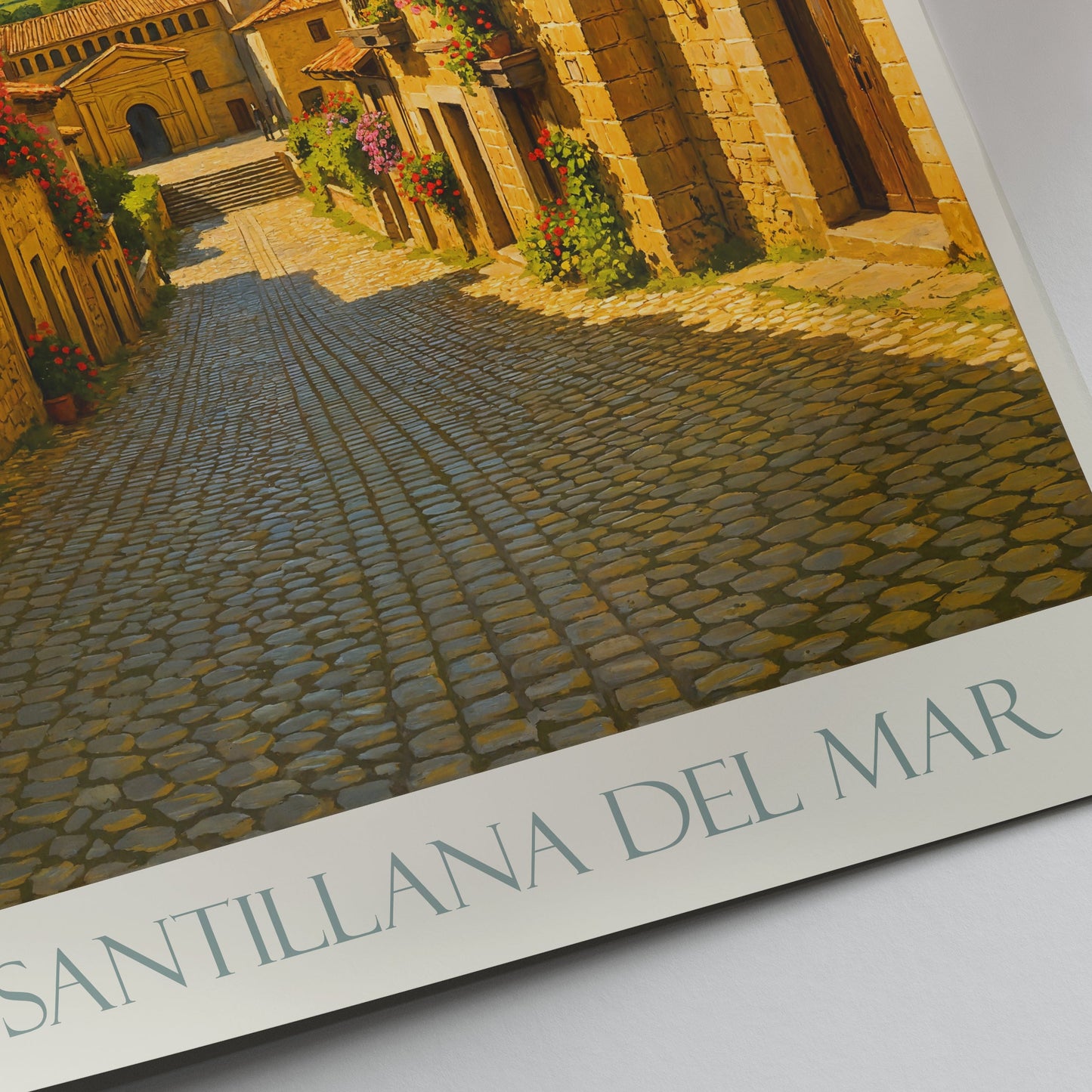 Santillana del Mar Travel Poster | Charming Spanish Village Art Print | Historic Cobblestone Street Decor