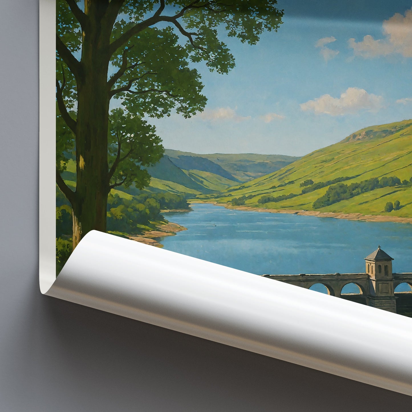 Scar House Reservoir Travel Poster | Yorkshire Dales England Art Print | Scenic Nature Landscape Wall Decor