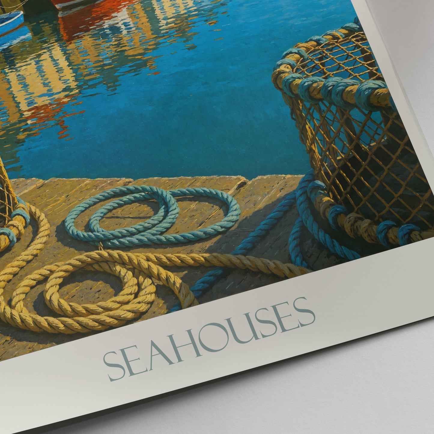 Seahouses Harbour Travel Poster | Northumberland Coastal Art Print | Fishing Village Wall Art Decor | UK Vacation Gift