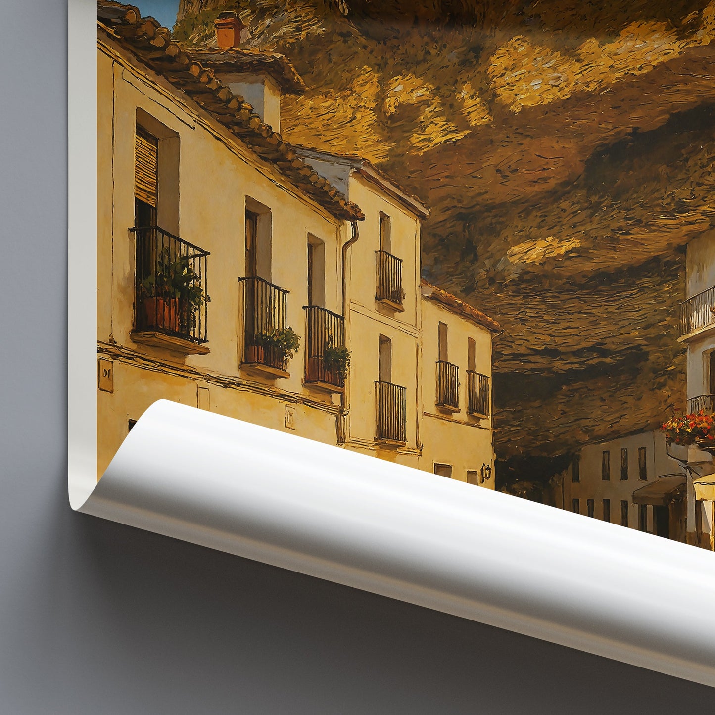 Setenil Travel Poster | Spain Cliffside Village Wall Art | Andalucia White Town Print | Unique European Home Decor