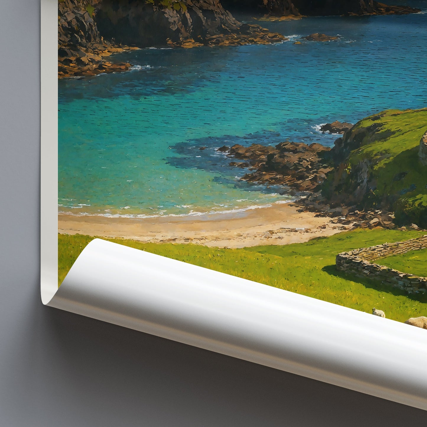 Shetland Islands Travel Poster | Ancient Broch Scotland Wall Art | Sheep Landscape Print | UK Island Home Decor | Scenic Gift
