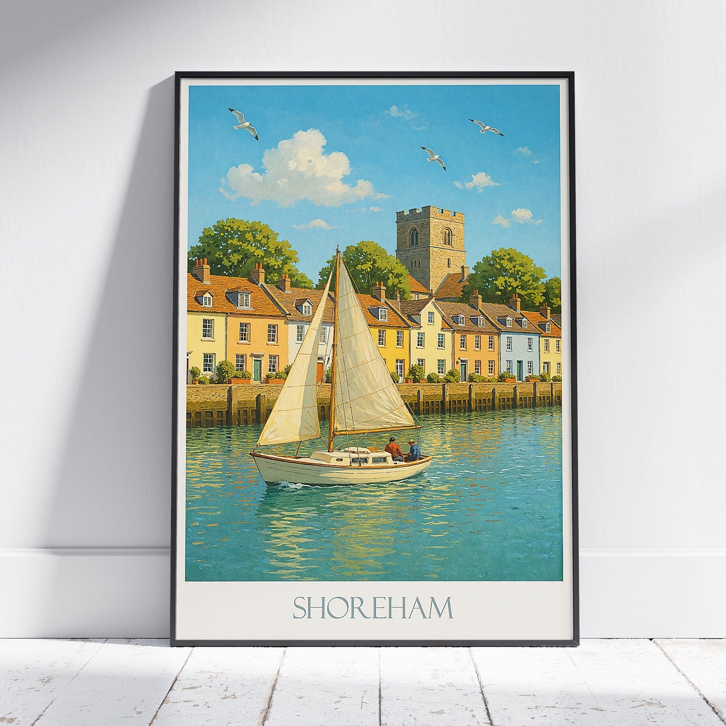 Shoreham Travel Poster | Riverside Serenity Art Print | UK Coastal Wall Decor