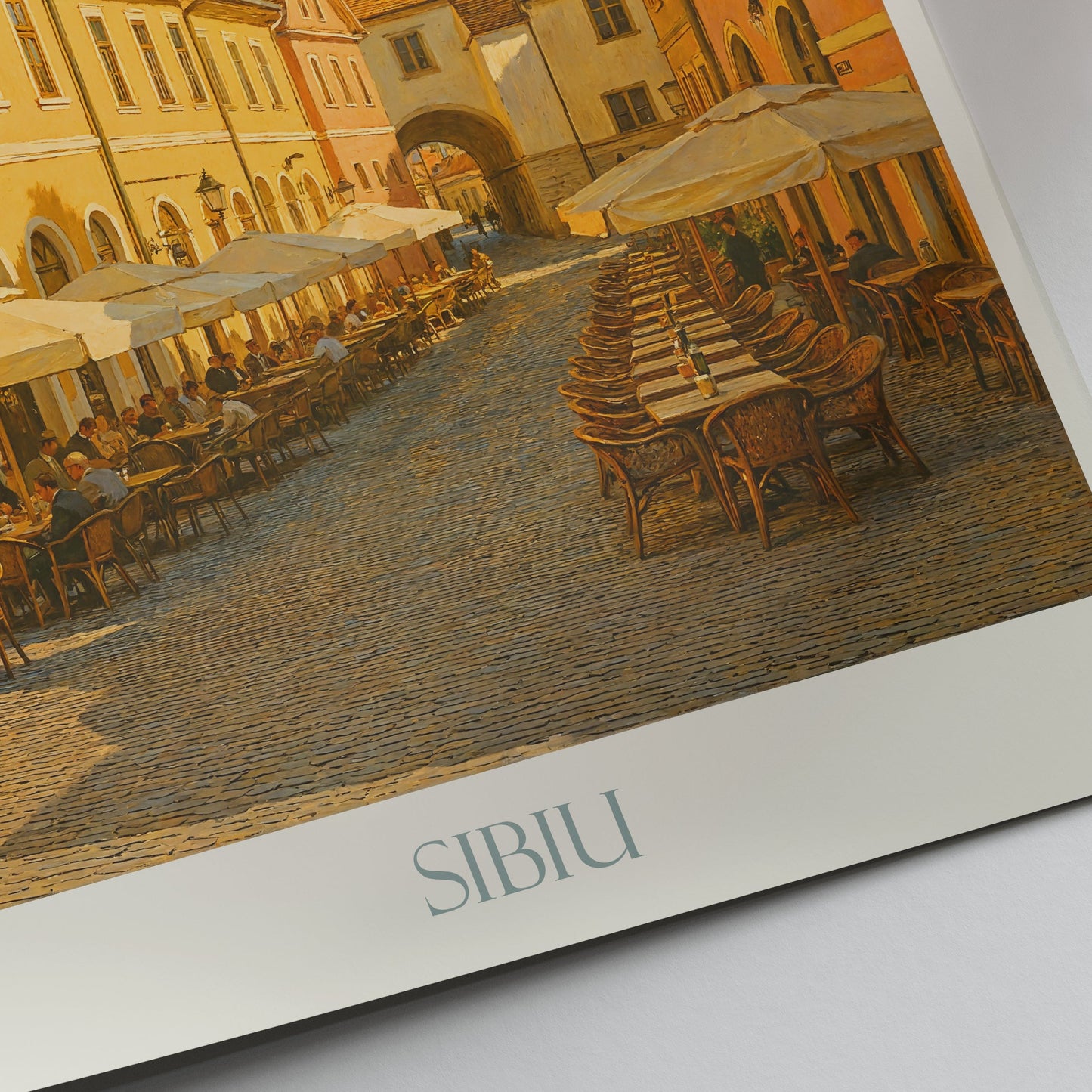 Sibiu Travel Poster | Charming Romania Streetscape Art Print | Old Town Wall Decor | European Cityscape Gift