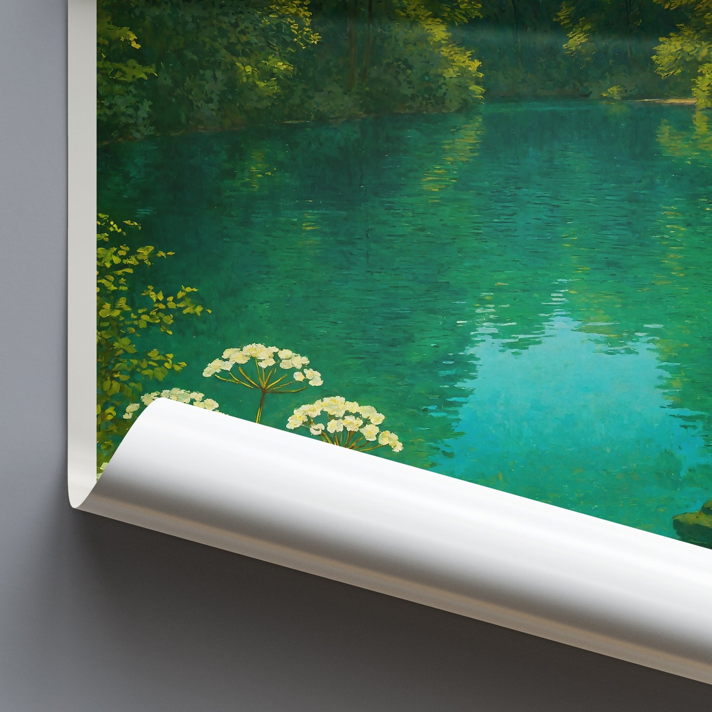 Silent Pool Travel Poster, Surrey England Art Print | Tranquil Lake Wall Art | Woodland Nature Home Decor