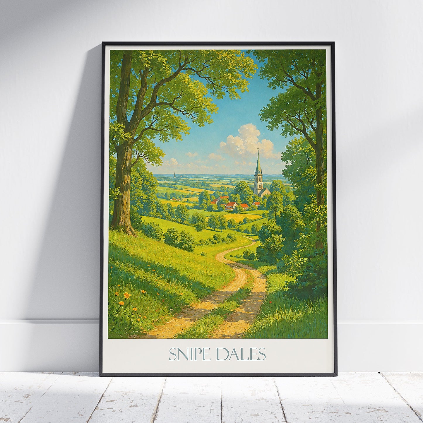 Snipe Dales Travel Poster, Lincolnshire Countryside ~ English Rural Village Art Print | Serene Landscape Wall Art | UK Nature Decor