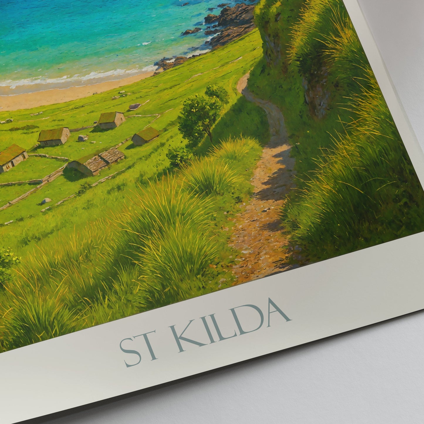 St Kilda Travel Poster | Remote Scottish Isles Coastal Art Print | Highlands Home Decor