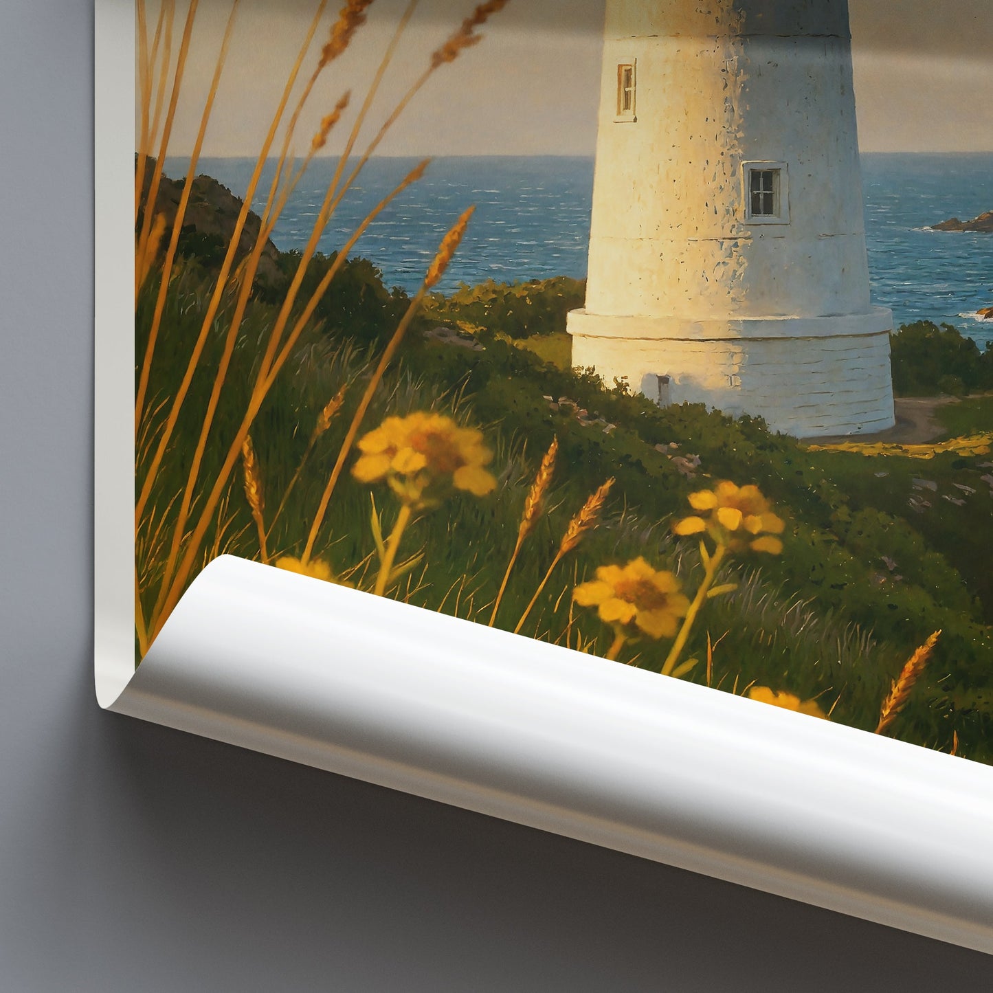 Start Point Lighthouse Travel Poster | Golden Hour Devon England Coastal Art Print | Scenic Seascape Wall Decor