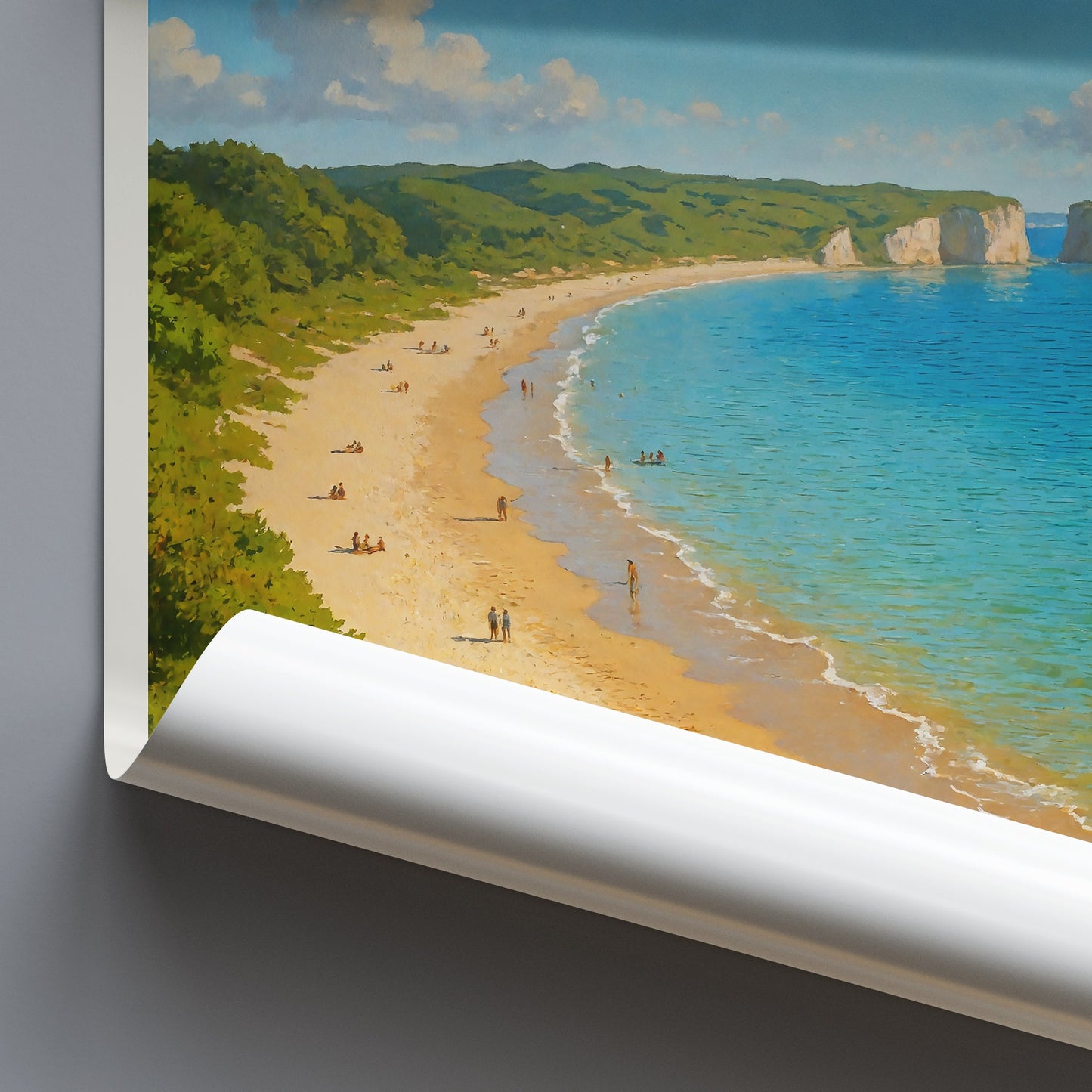 Studland Bay Travel Poster, Dorset England Beach Art Print ~ Old Harry Rocks | UK Coastline Decor | Summer Vacation Gift