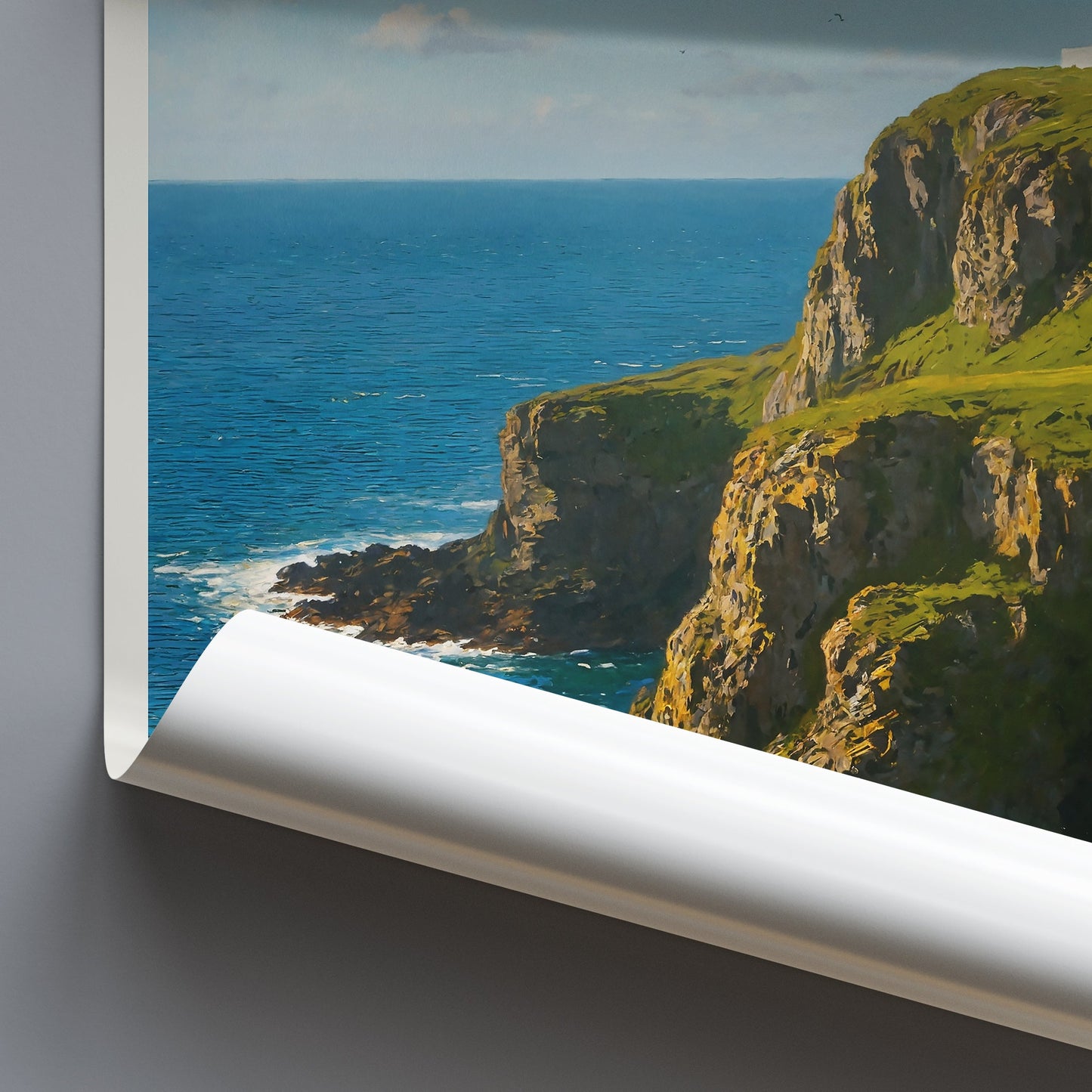 Sumburgh Head Lighthouse Travel Poster | Scotland Shetland Islands Coastal Art Print | UK Lighthouse Wall Decor & Gift