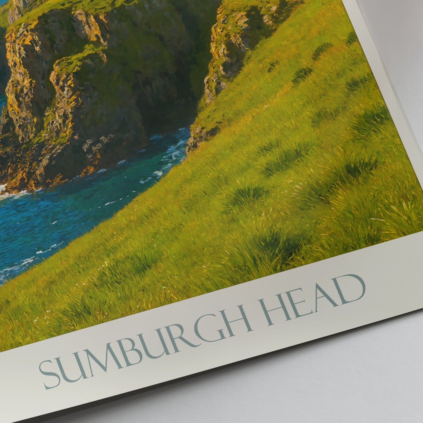 Sumburgh Head Lighthouse Travel Poster | Scotland Shetland Islands Coastal Art Print | UK Lighthouse Wall Decor & Gift