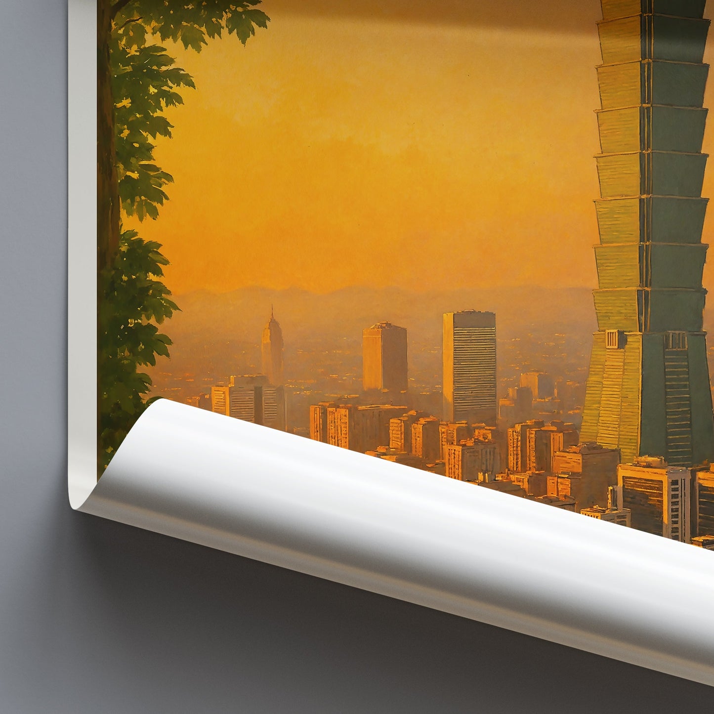 Taipei Travel Poster, Sunset Cityscape ~ Taiwan Skyscraper Art Print | Iconic Taipei 101 Wall Decor