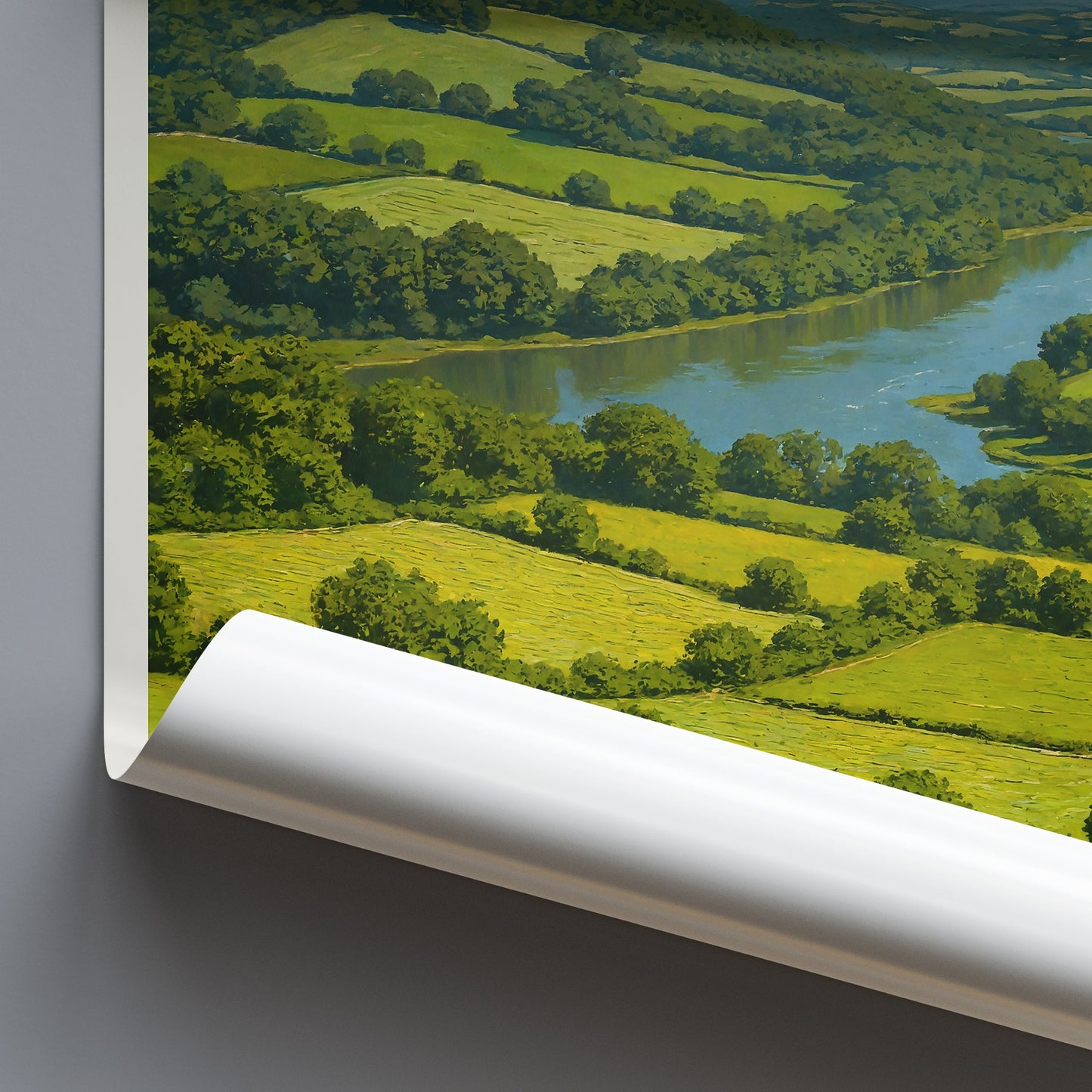 Tamar Valley Travel Poster, UK | Scenic River Landscape Art Print | Painterly English Countryside Wall Decor