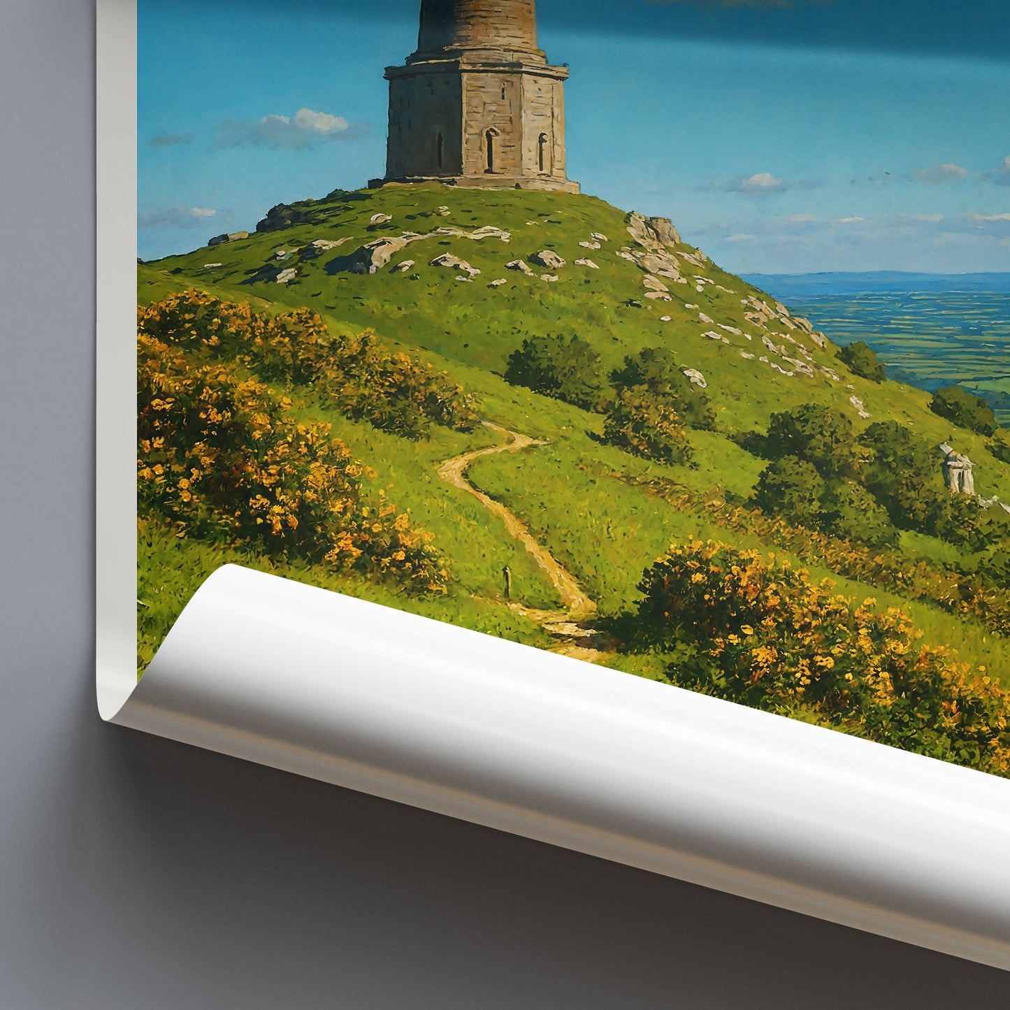 Tamar Valley Travel Poster, Kit Hill View ~ Cornwall & Devon Landscape Art | England Wall Decor | UK Home Gift