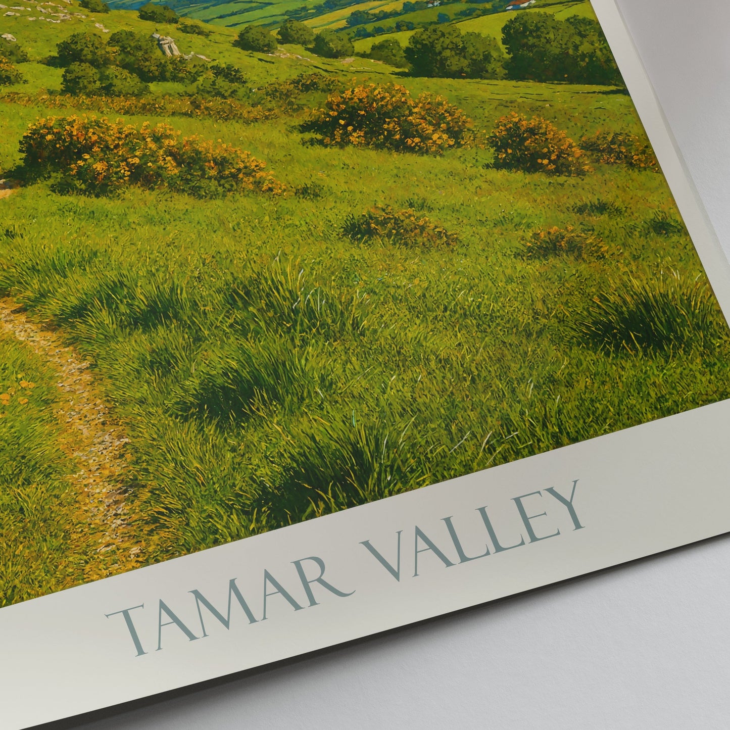 Tamar Valley Travel Poster, Kit Hill View ~ Cornwall & Devon Landscape Art | England Wall Decor | UK Home Gift