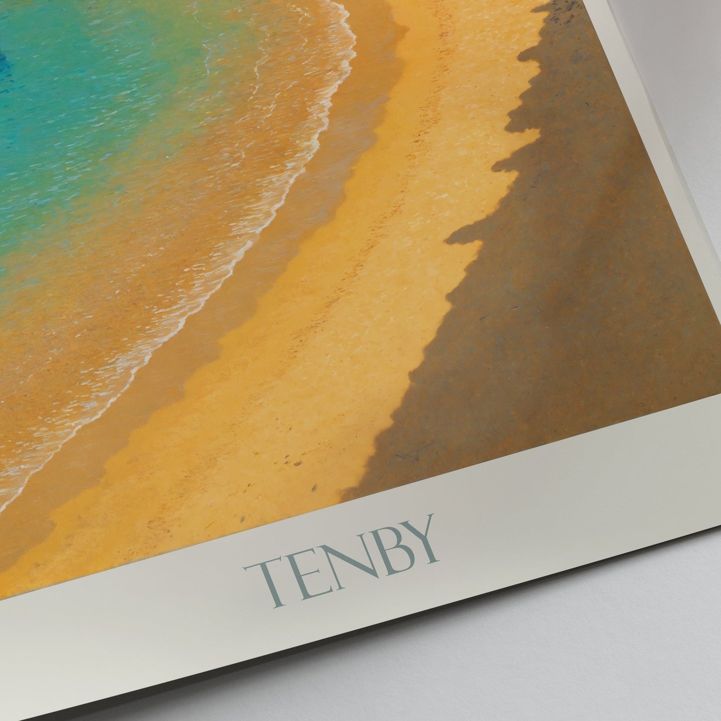 Tenby Travel Poster | Pembrokeshire Wales Coastal Art Print | Colorful Houses Wall Decor | UK Beach Scene Gift