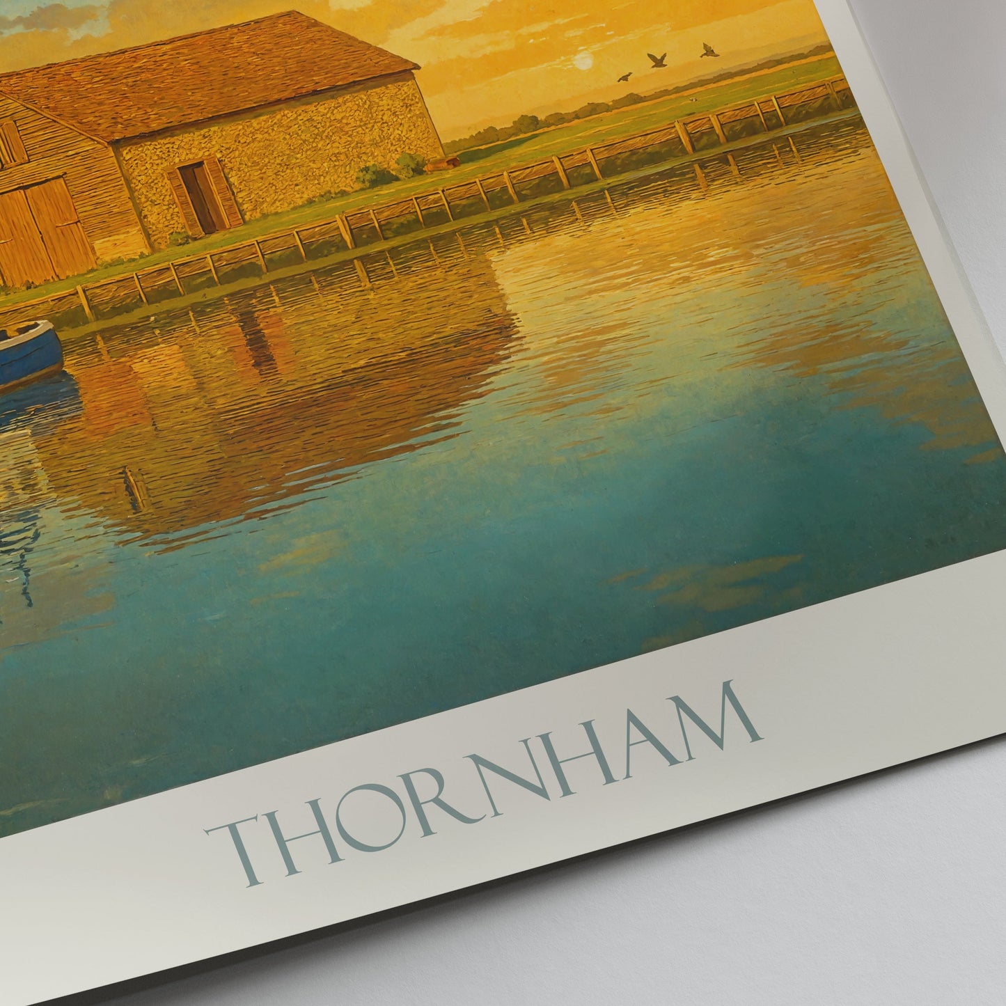 Thornham Travel Poster, Norfolk Coastal Village Art Print ~ England Sunset Landscape | Rustic Home Decor & Gift