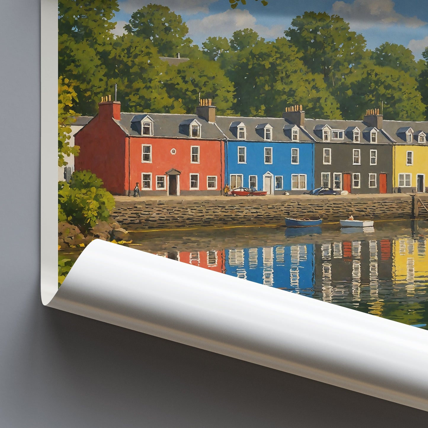 Tobermory Scotland Travel Poster | Vibrant Harbour Wall Art | Colourful Houses Print | Isle of Mull Home Decor