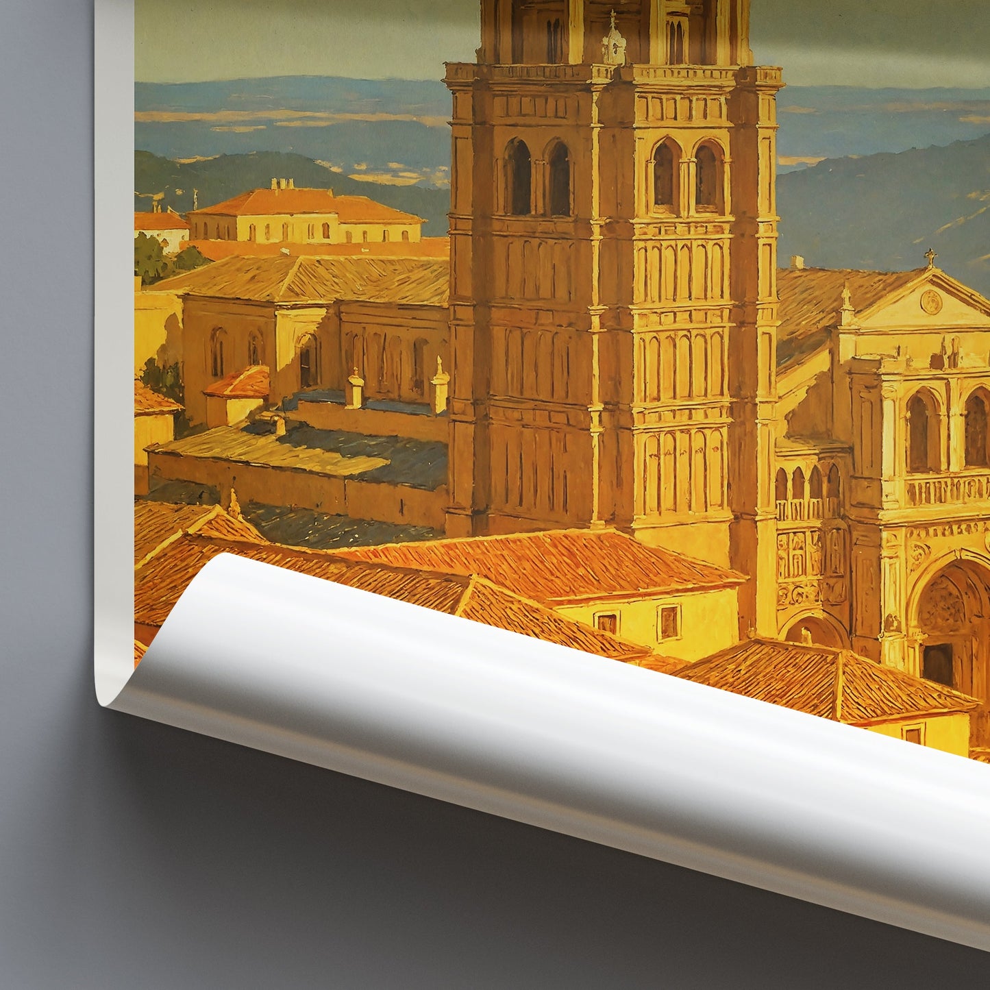 Toledo Cathedral Art Print | Spain Travel Poster | Historic Toledo Cityscape | Painterly Spanish Architecture Wall Art | Home Decor Gift