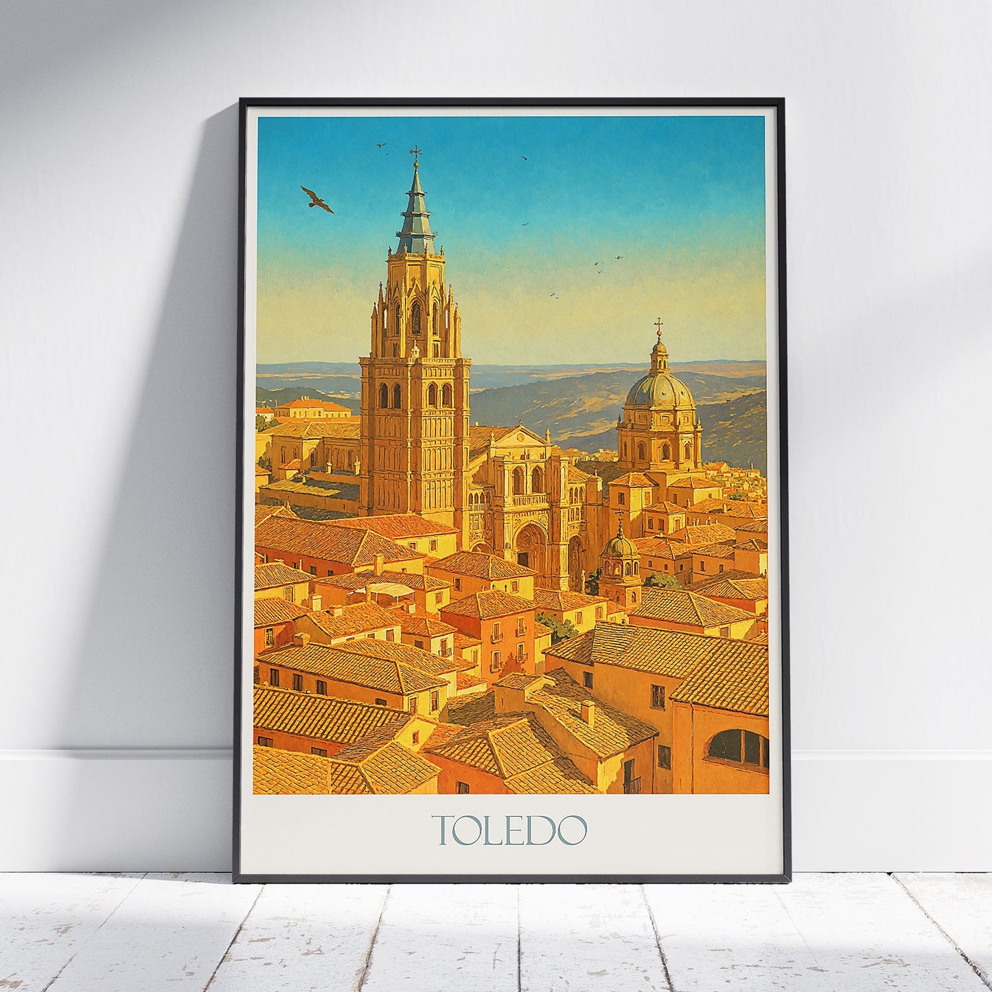 Toledo Cathedral Art Print | Spain Travel Poster | Historic Toledo Cityscape | Painterly Spanish Architecture Wall Art | Home Decor Gift