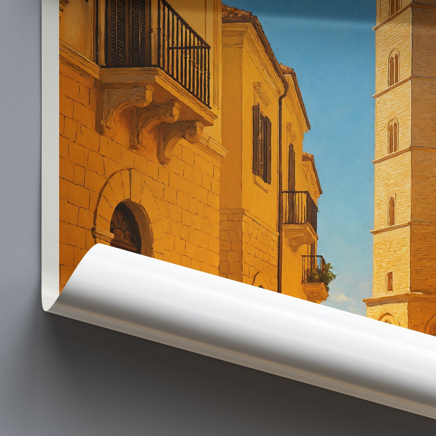 Trani Italy Travel Poster | Torre di Trani Cathedral Bell Tower Art Print | Historic Puglia Wall Decor | Italian Cityscape Art Gift