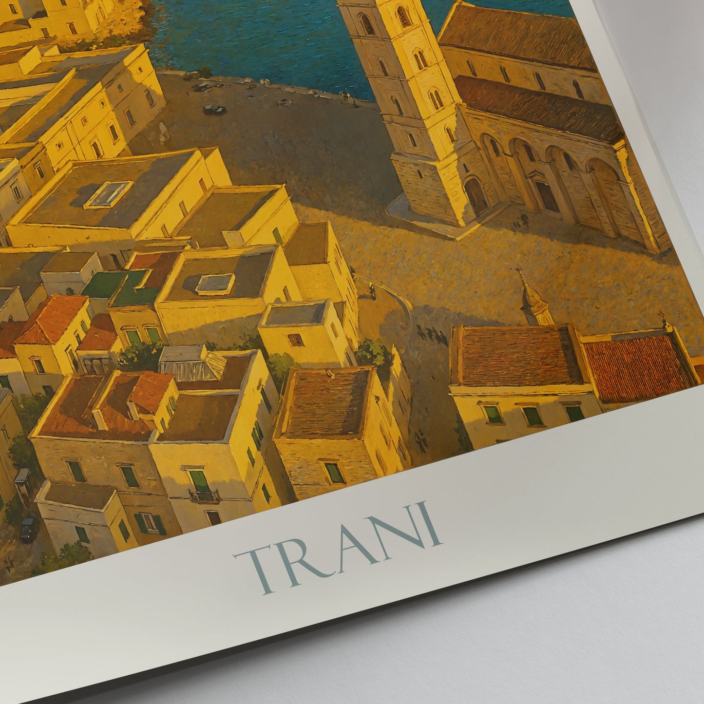 Trani Italy Travel Poster | Coastal Puglia Cityscape Print | Cathedral Wall Art | Mediterranean Home Decor Gift