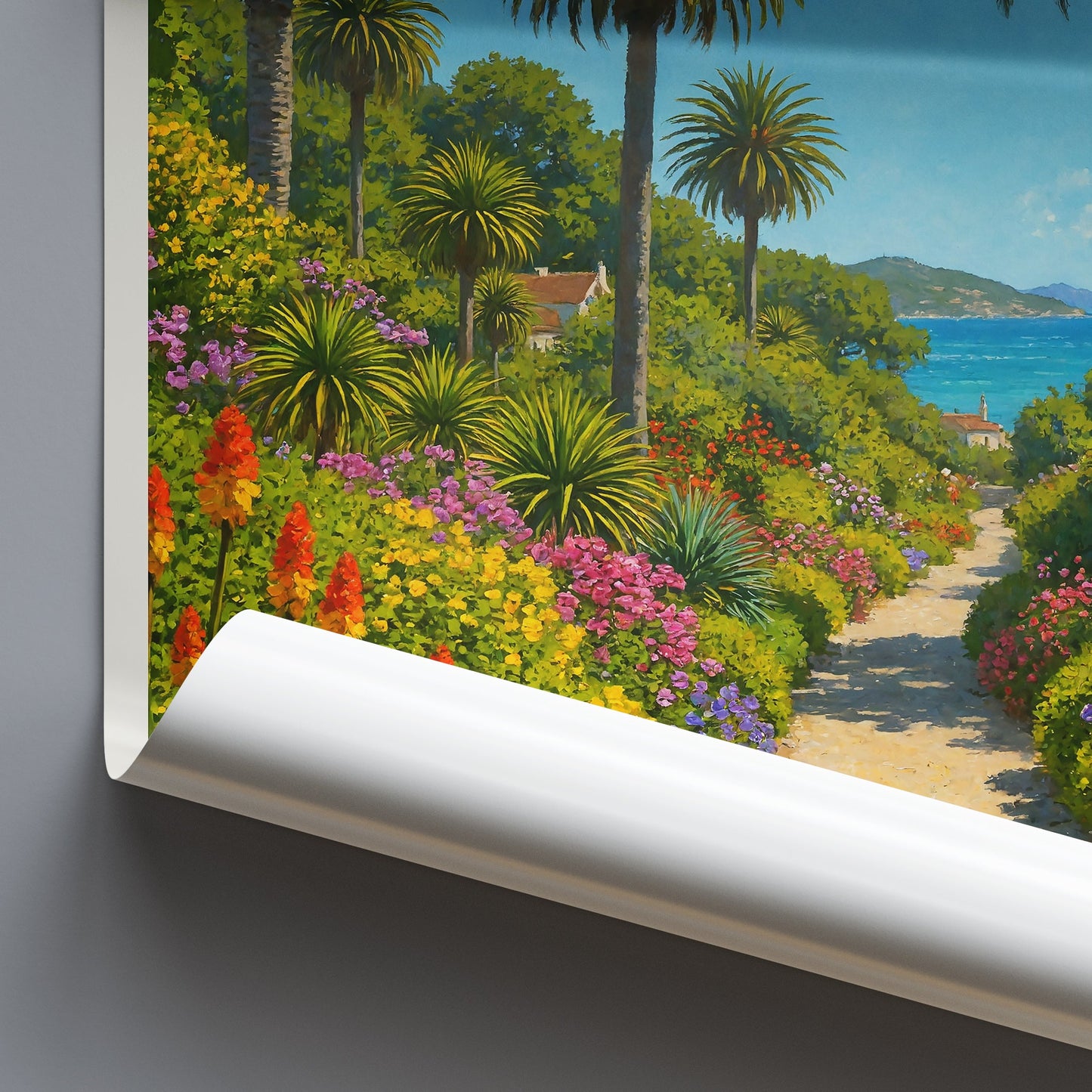 Tresco Abbey Gardens Travel Poster | Isles of Scilly Cornwall Coastal Art | Tropical Garden Painted Print & Home Decor