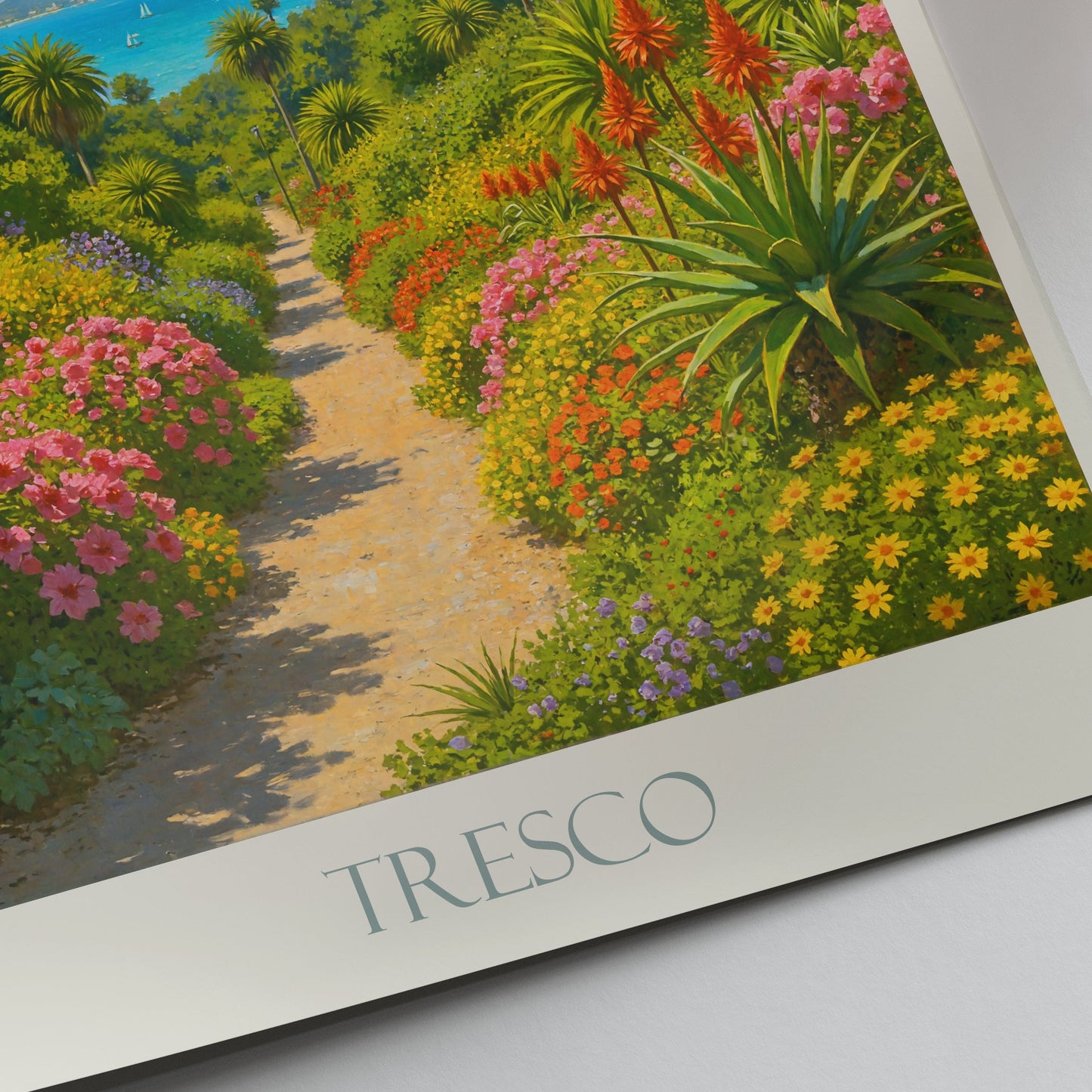 Tresco Abbey Gardens Travel Poster, Isles of Scilly Art Print | Coastal Garden Wall Art & Home Decor | Unique UK Gift