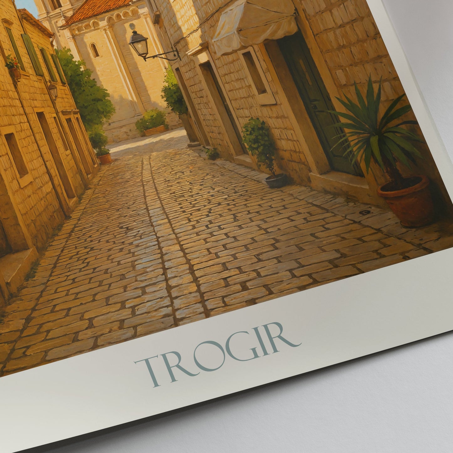 Trogir Croatia Travel Poster, Old Town Painted Art Print ~ Dalmatia Street Wall Art | Adriatic Coast Home Decor