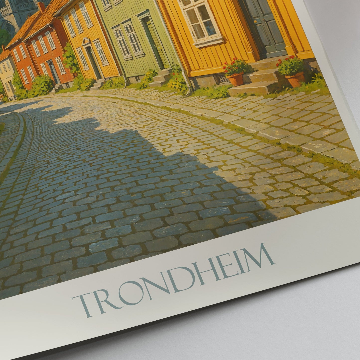 Trondheim Travel Poster | Norway Wooden Houses Art Print | Nidaros Cathedral Wall Art | Scandinavian City Decor
