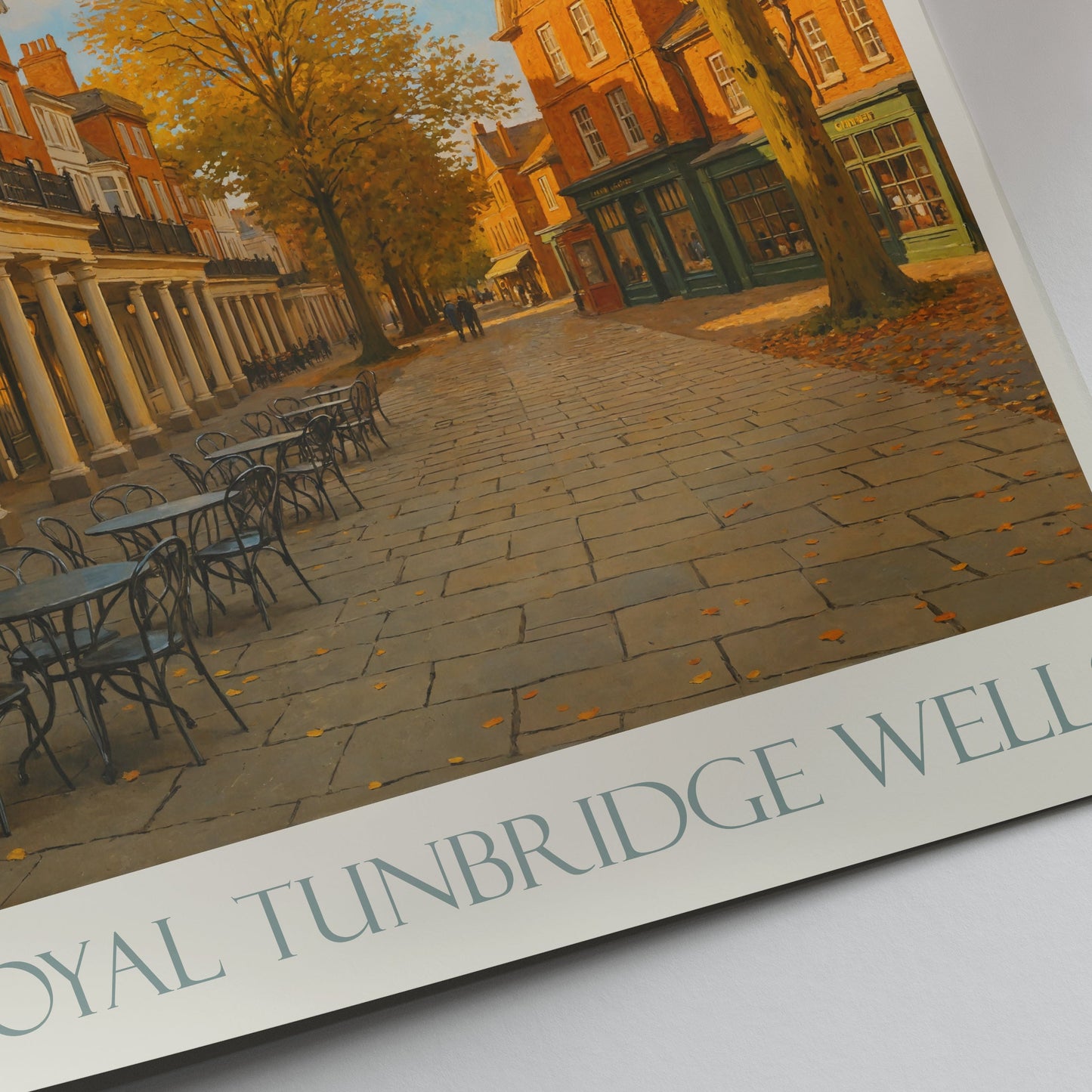 Royal Tunbridge Wells Travel Poster, Tunbridge Wells Street ~ England Autumn Art Print | UK Cityscape Wall Decor
