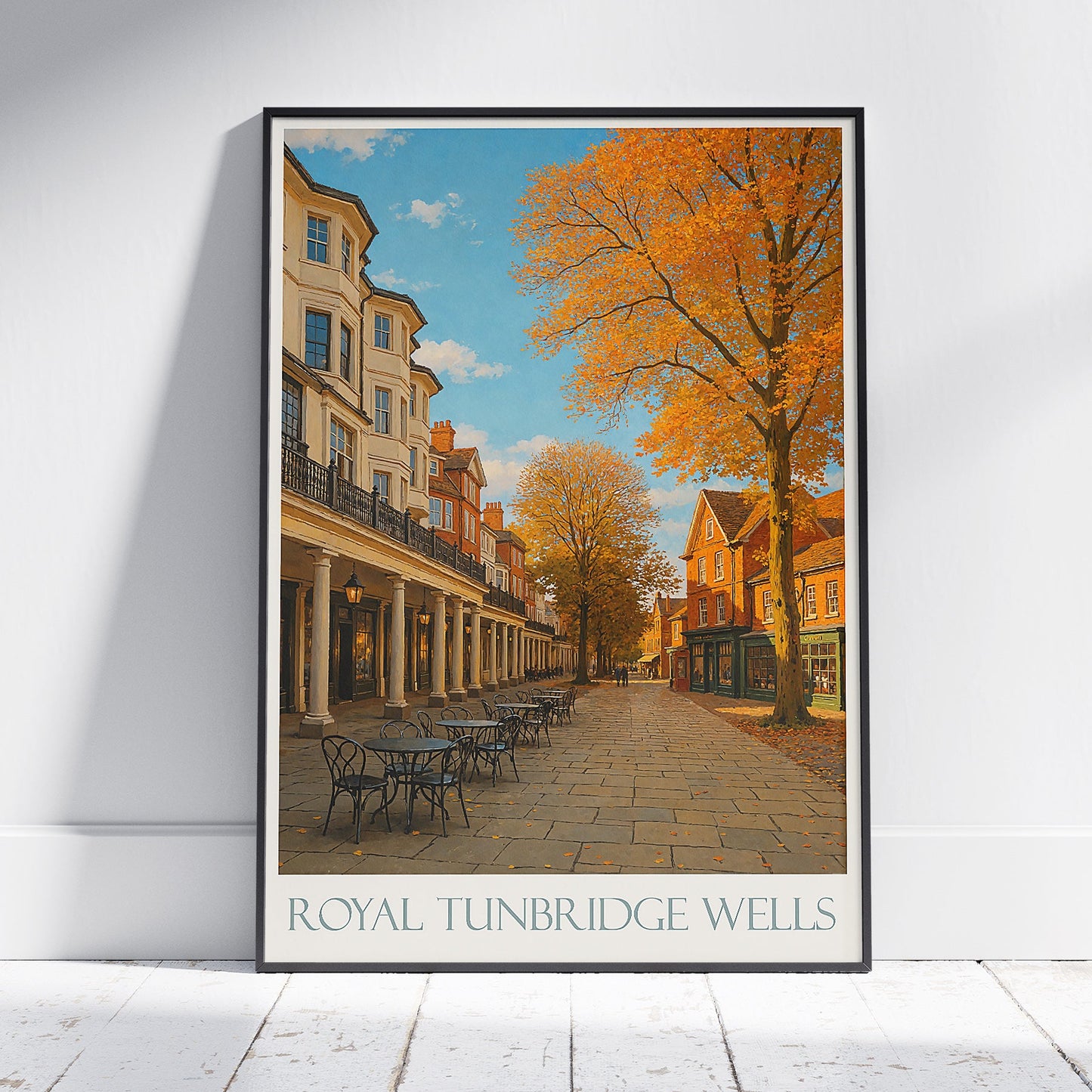 Royal Tunbridge Wells Travel Poster, Tunbridge Wells Street ~ England Autumn Art Print | UK Cityscape Wall Decor