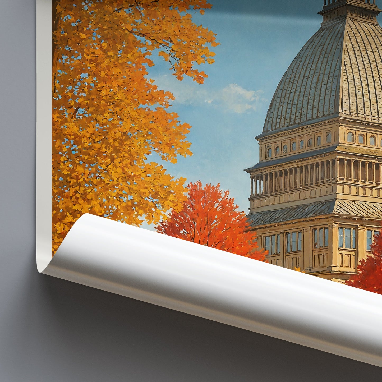 Turin Italy Travel Poster | Mole Antonelliana Autumn Art Print | Torino Wall Decor | Fall Landscape Gift