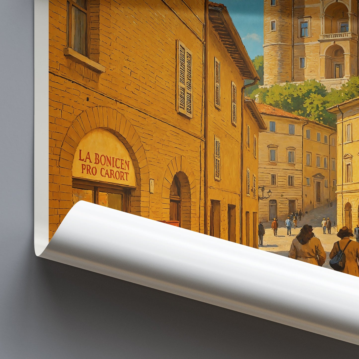 Urbino Travel Poster, Ducal Palace Street ~ Italy Renaissance City Art Print | Historic Home Decor Gift