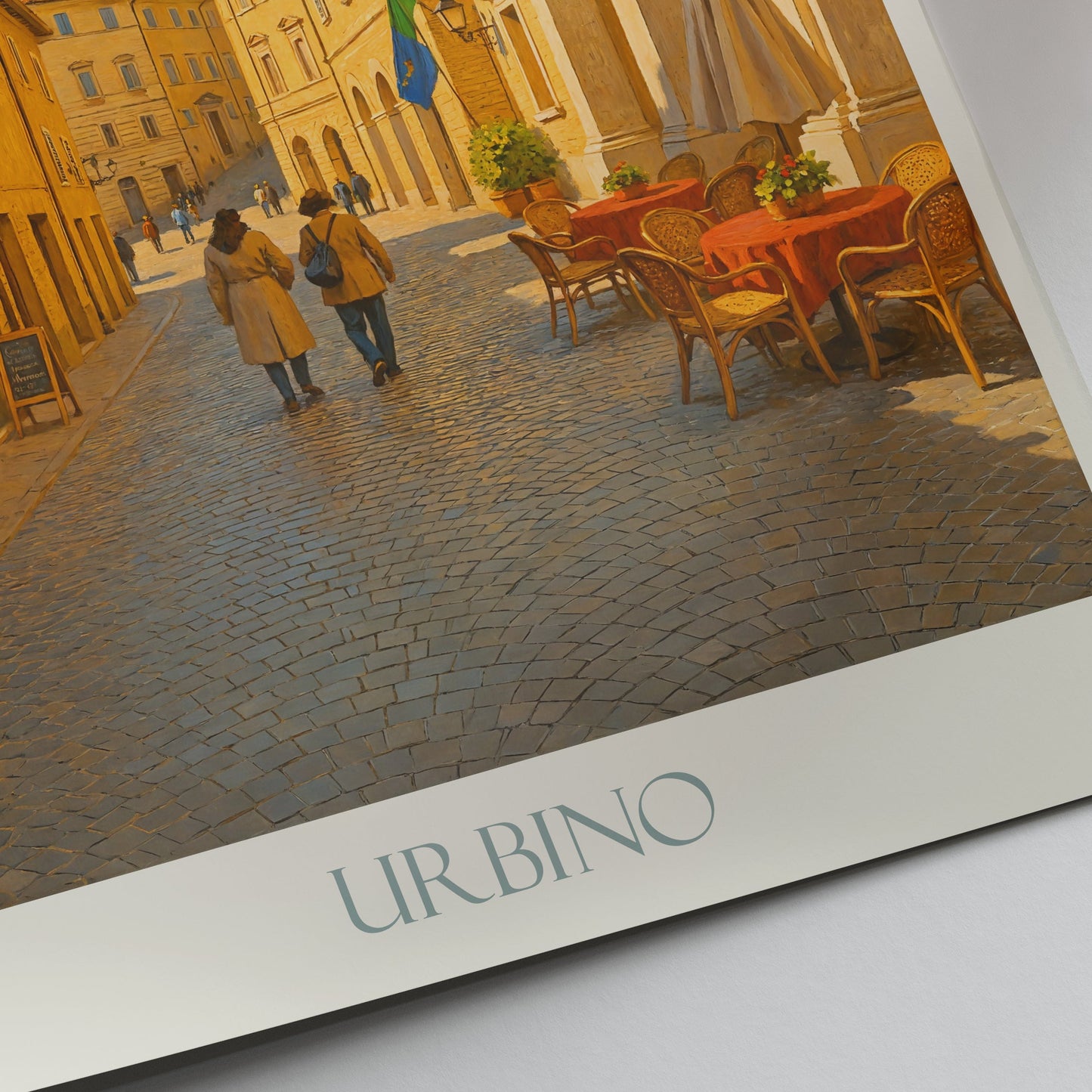 Urbino Travel Poster, Ducal Palace Street ~ Italy Renaissance City Art Print | Historic Home Decor Gift
