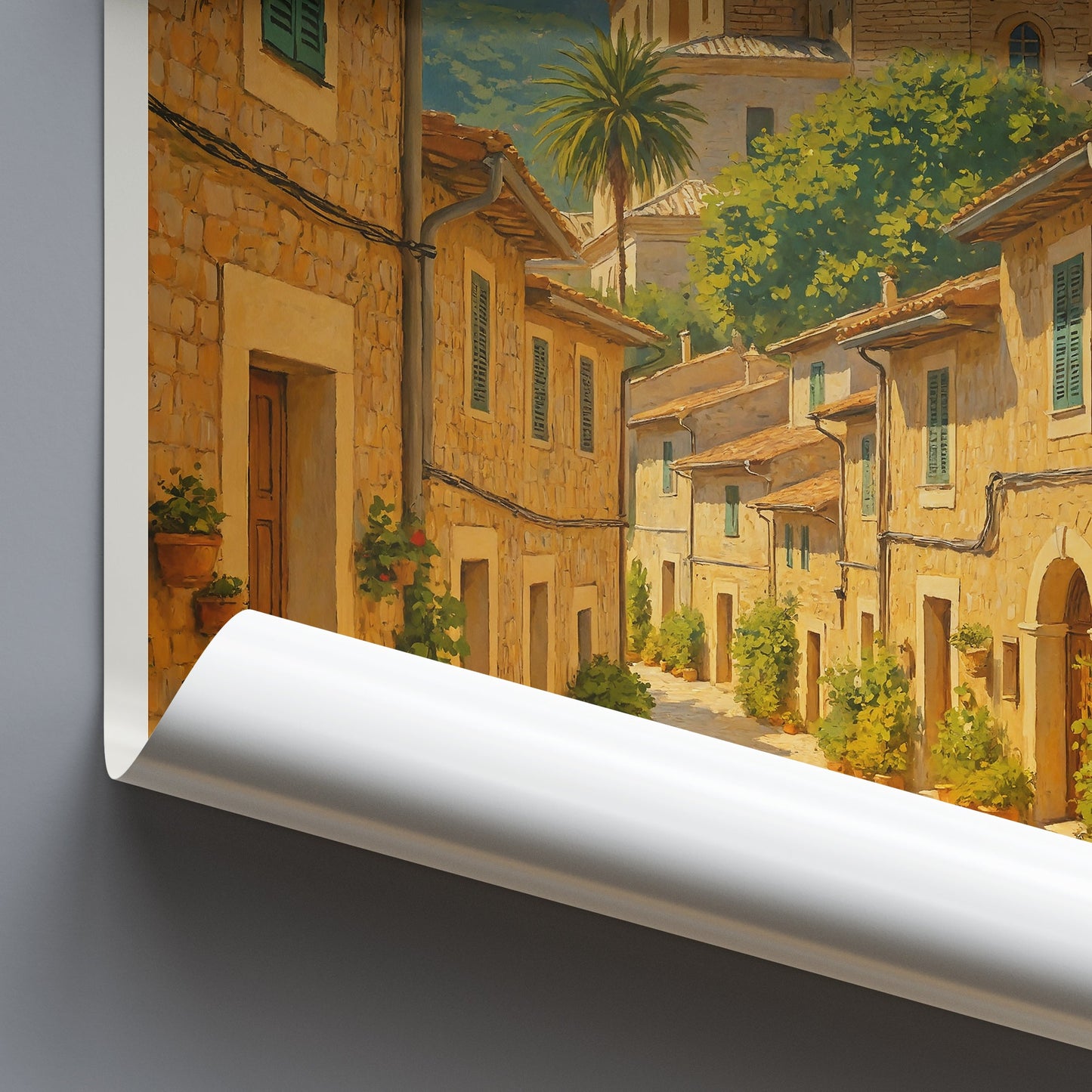 Valldemossa Travel Poster | Mallorca Street Scene Art Print | Spanish Village Wall Decor | Europe Vacation Gift