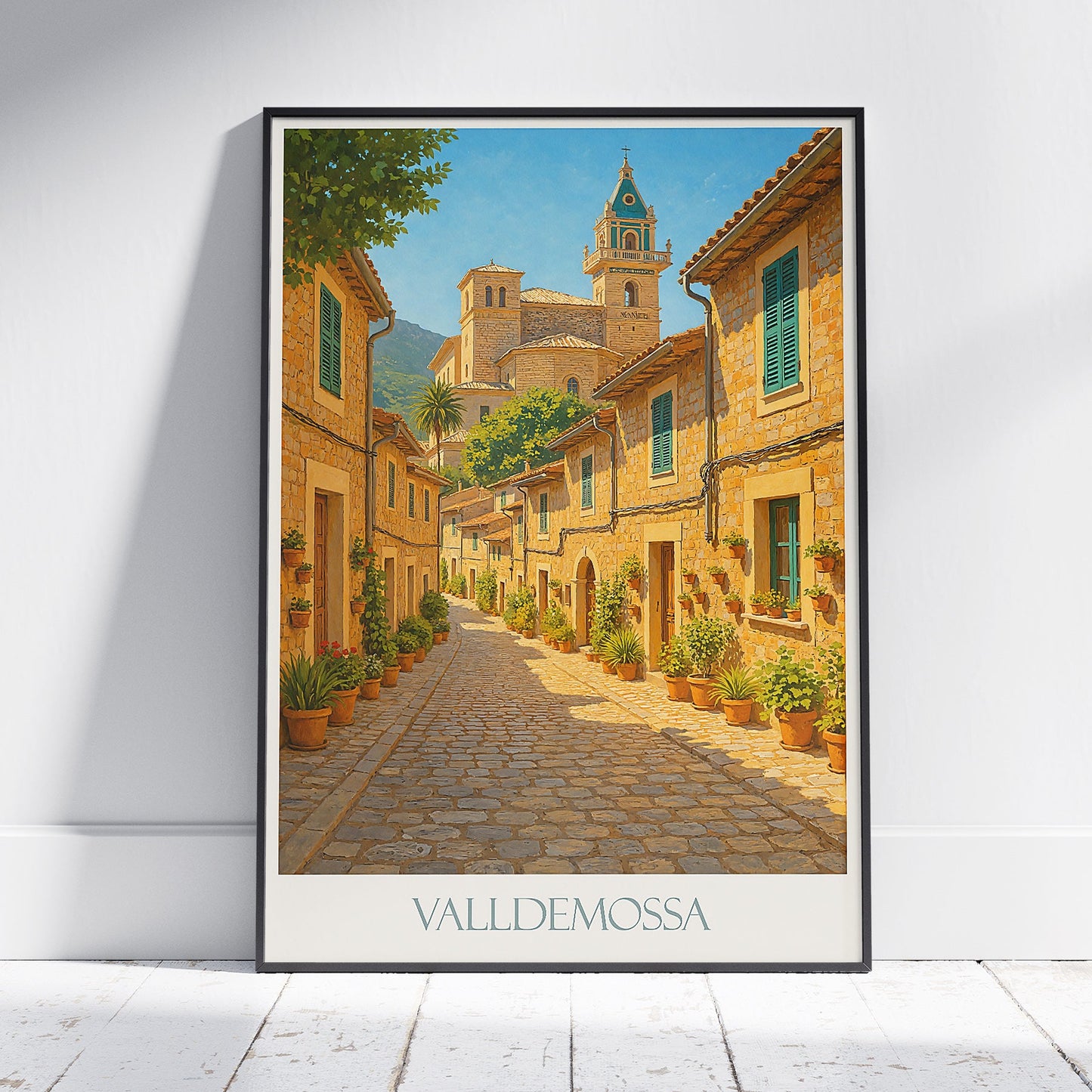 Valldemossa Travel Poster | Mallorca Street Scene Art Print | Spanish Village Wall Decor | Europe Vacation Gift