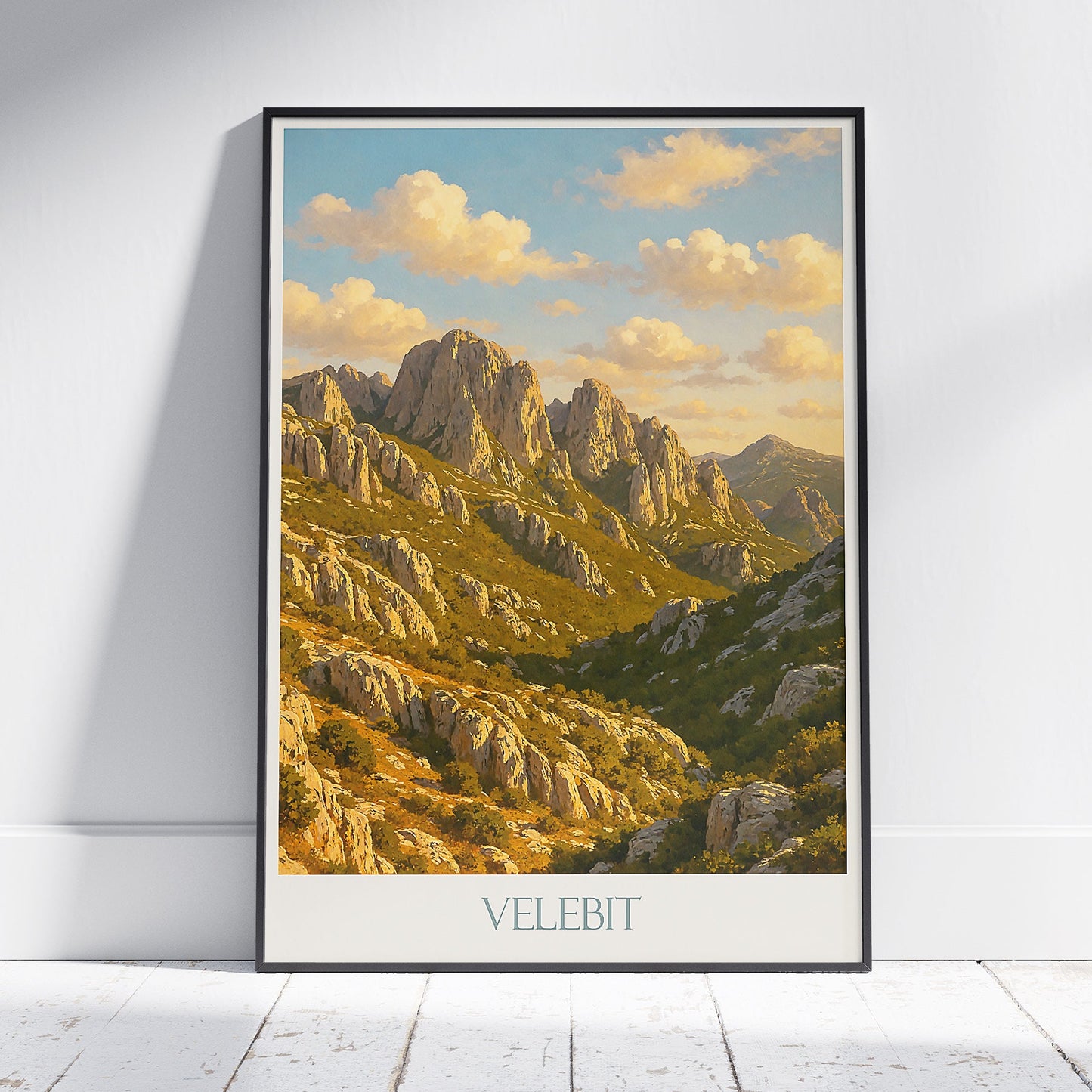 Velebit Peaks Travel Poster, Croatia Mountain Art Print ~ Golden Hour Landscape Wall Decor | Croatian Nature Gift