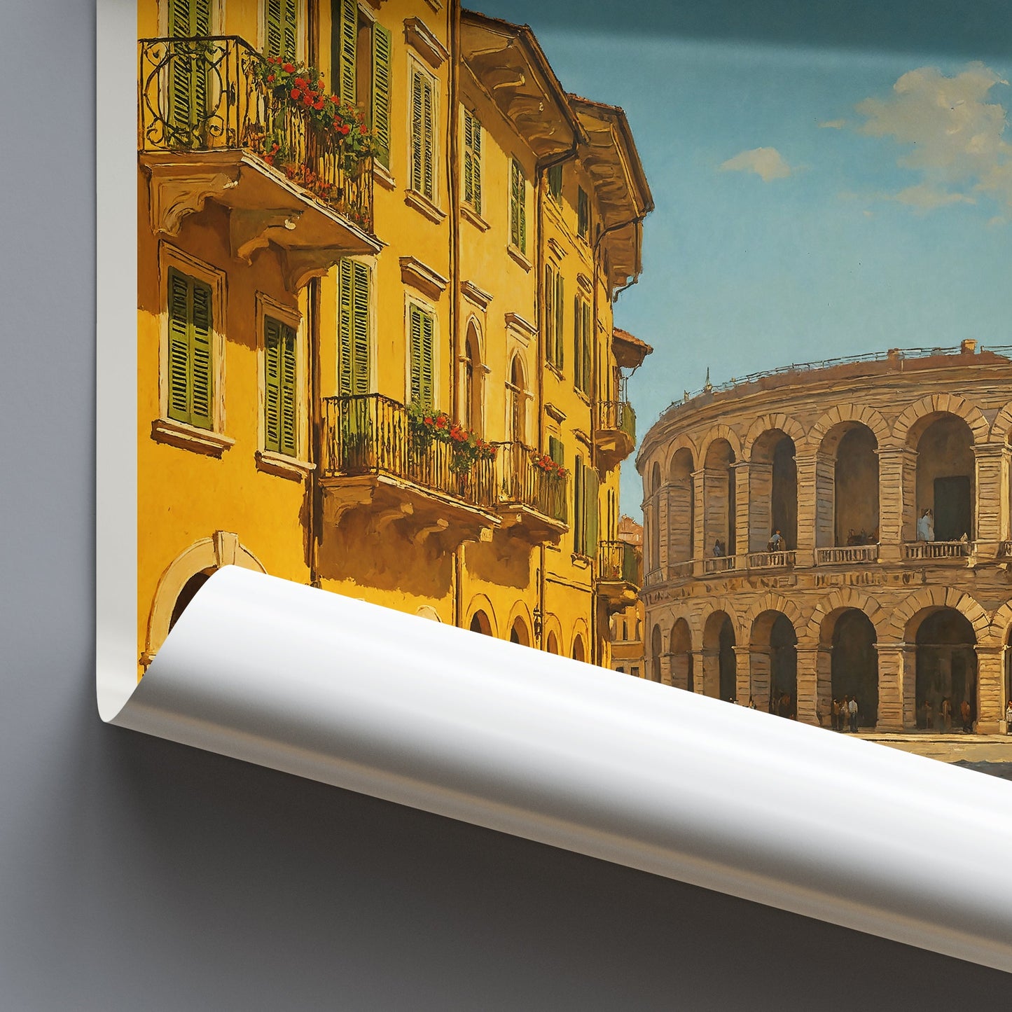 Verona Italy Travel Poster | Ancient Roman Arena Art Print | Historic Cityscape Wall Decor | European Vacation Gift