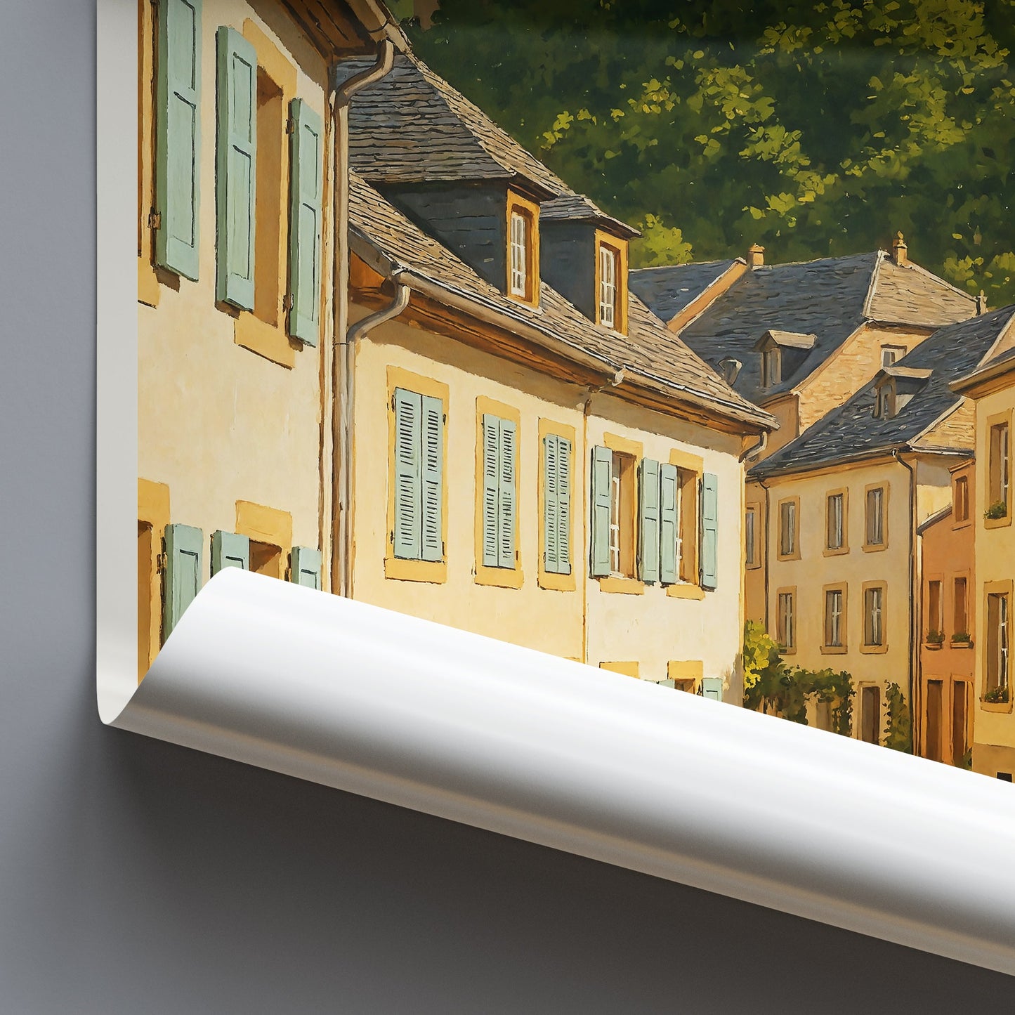 Vianden Travel Poster, Luxembourg | Vianden Castle Art Print | Charming European Street View Wall Decor