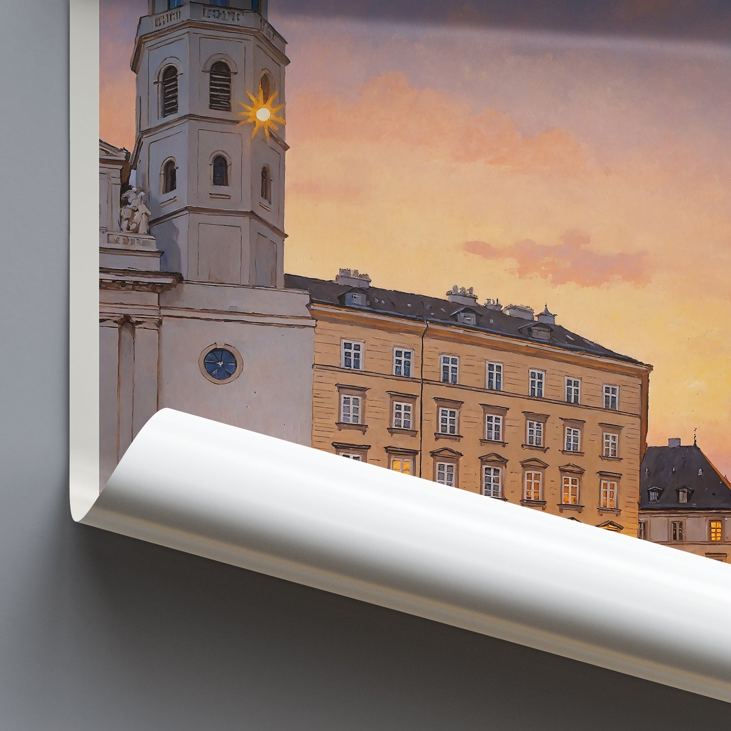 Vienna Travel Poster, Michaelerplatz Sunset | Wien City Square Art Print | European Wall Decor Gift