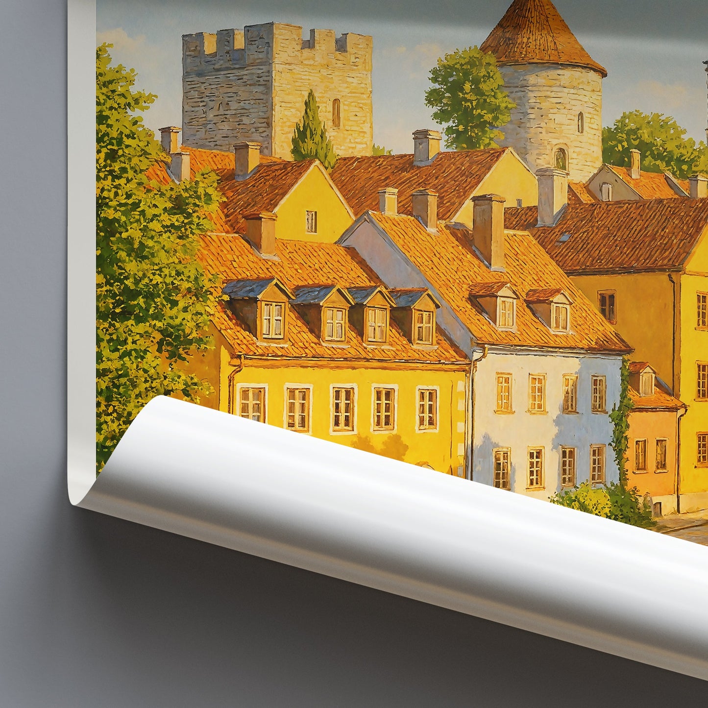 Visby Travel Poster, Sweden Medieval City Wall Art Print | Old Town Street Scene Decor Gift