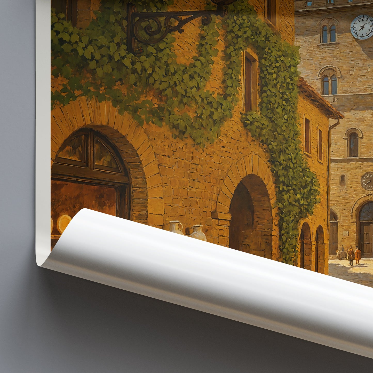 Volterra Italy Travel Poster | Tuscan Stone Alleyway Wall Art Print | Historic Old Town Decor & Italian Gift