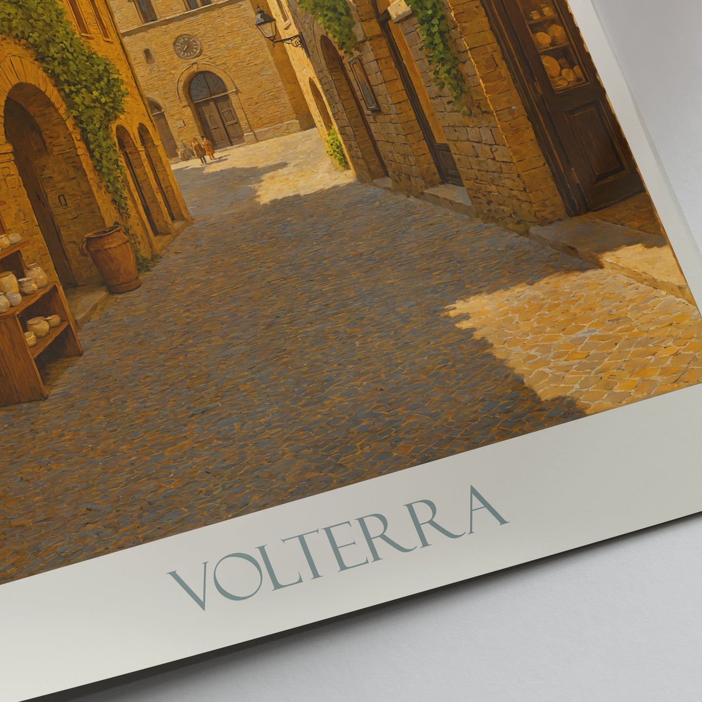 Volterra Italy Travel Poster | Tuscan Stone Alleyway Wall Art Print | Historic Old Town Decor & Italian Gift