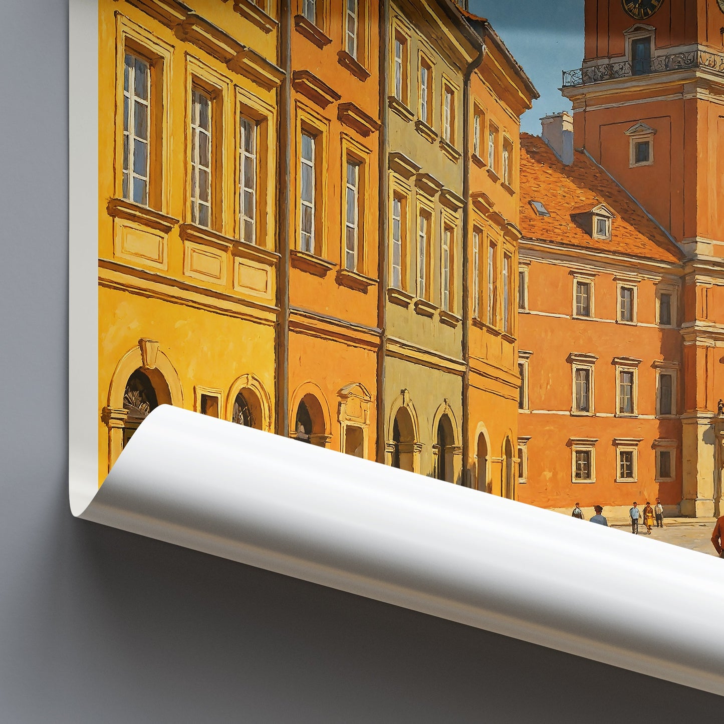 Warsaw Travel Poster, Old Town Street ~ Poland Colorful Cityscape Art Print | European Home Decor Wall Art